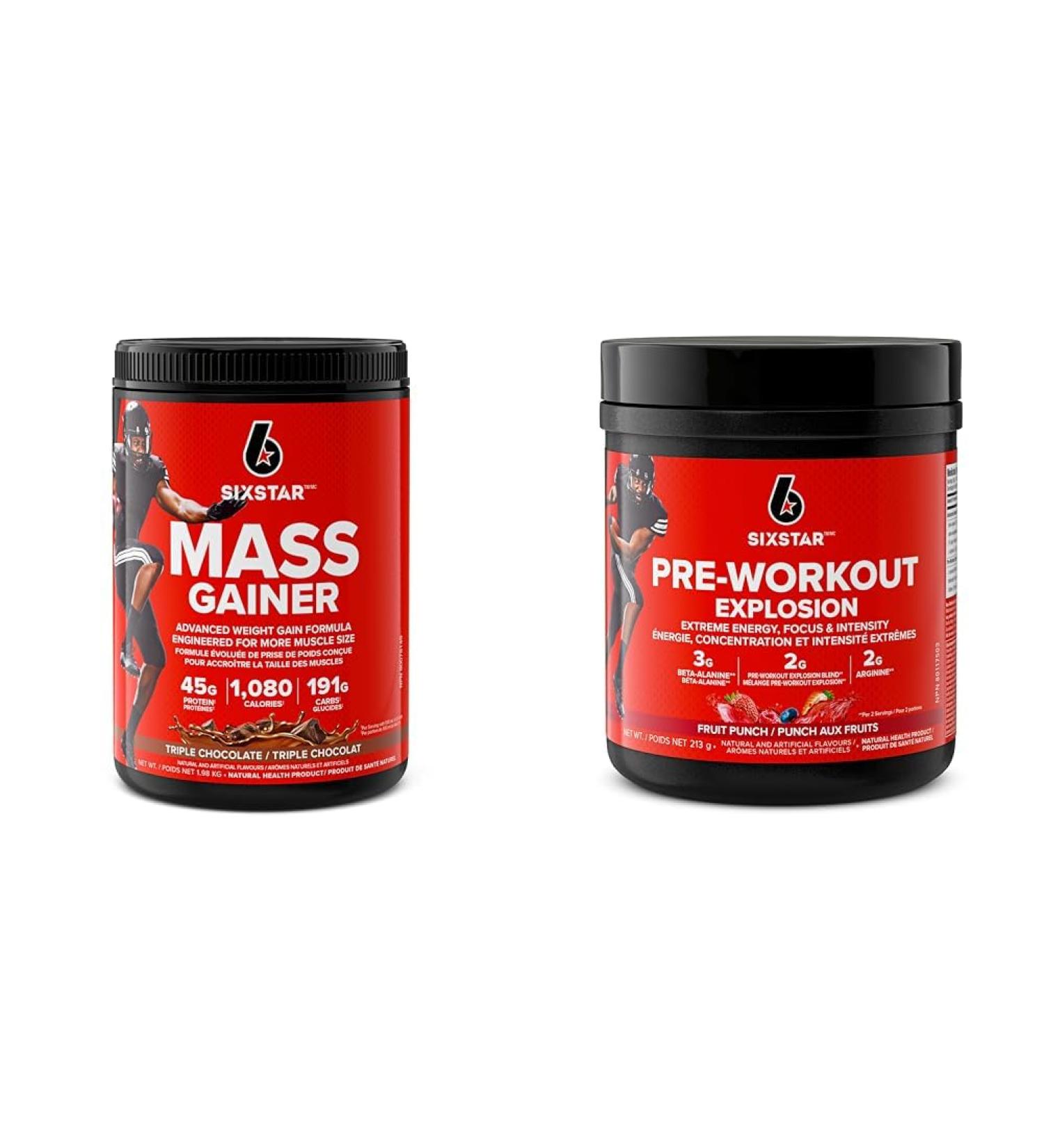 Mass Gainer Protein Powder Six Star Mass Gainer Muscle Builder Whey Protein Powder & Pre Workout Preworkout Explosion Pre Workout Powder for Men & WomeN - Buy Online on GoSupps.com