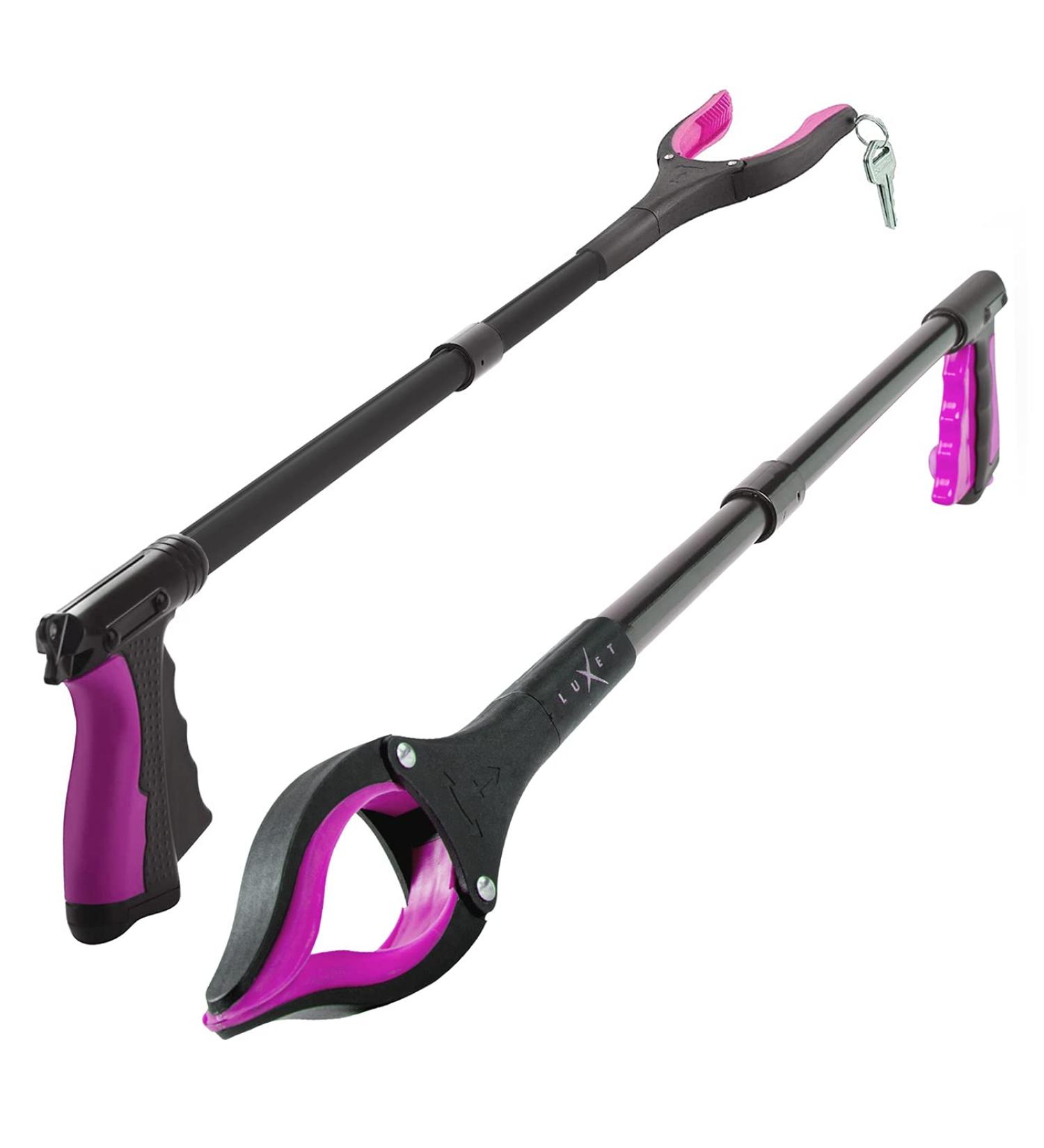 Grabber Reacher Tool - 2 Pack - Newest Version Long 32 Inch Foldable Pick Up Stick - Strong Grip Magnetic Tip Lightweight Trash Picker Claw Reacher Grabber Tool Elderly Reaching - by Luxet (Pink) - Buy Online on GoSupps.com