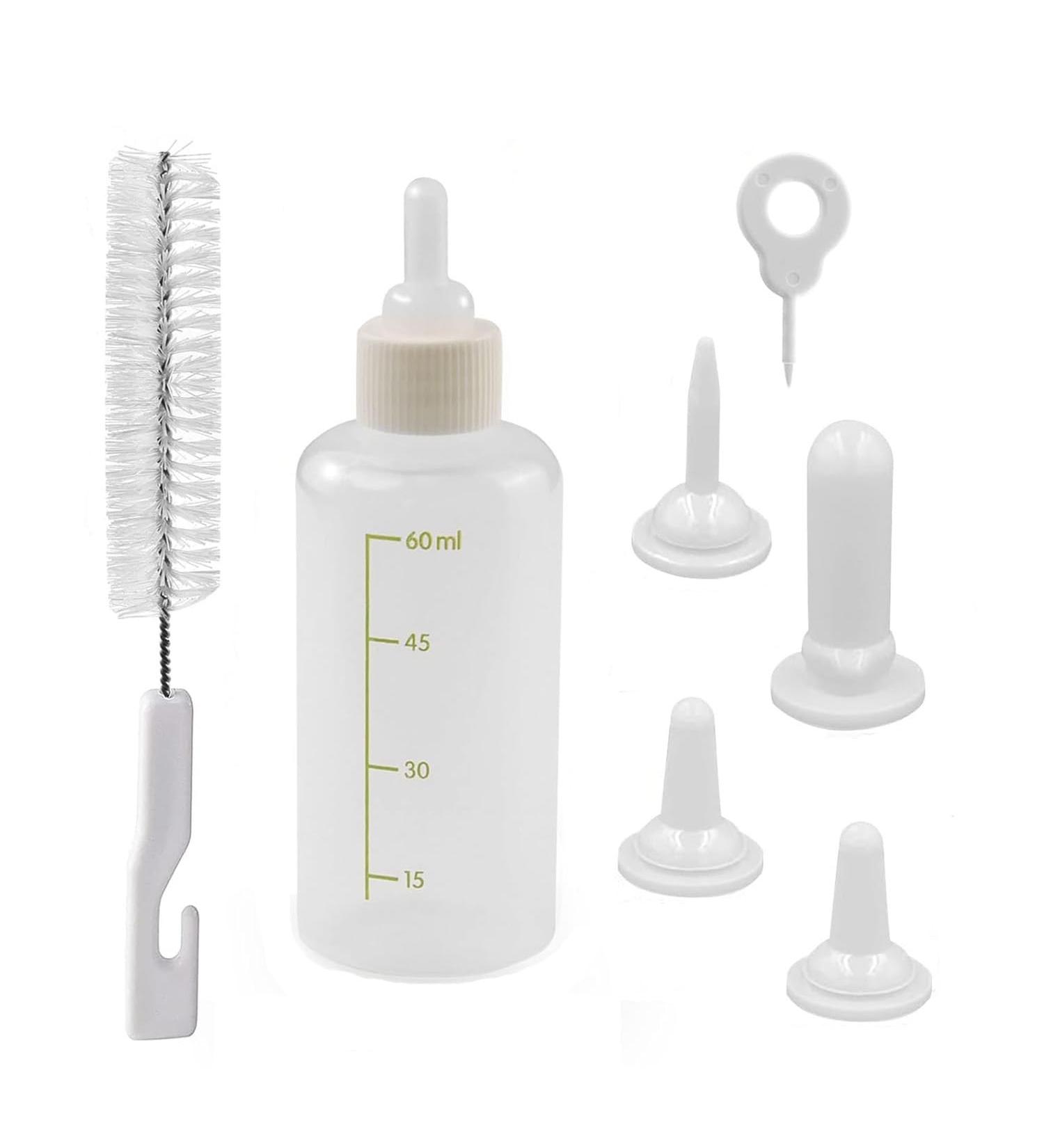 Meiso 7-Piece Pet Bottle Set for Cats & Dogs - Includes Nipples & Cleaning Brushes (60ml) - Ideal for Puppies Kittens & Rabbits - International Shipping Available - Buy Online on GoSupps.com