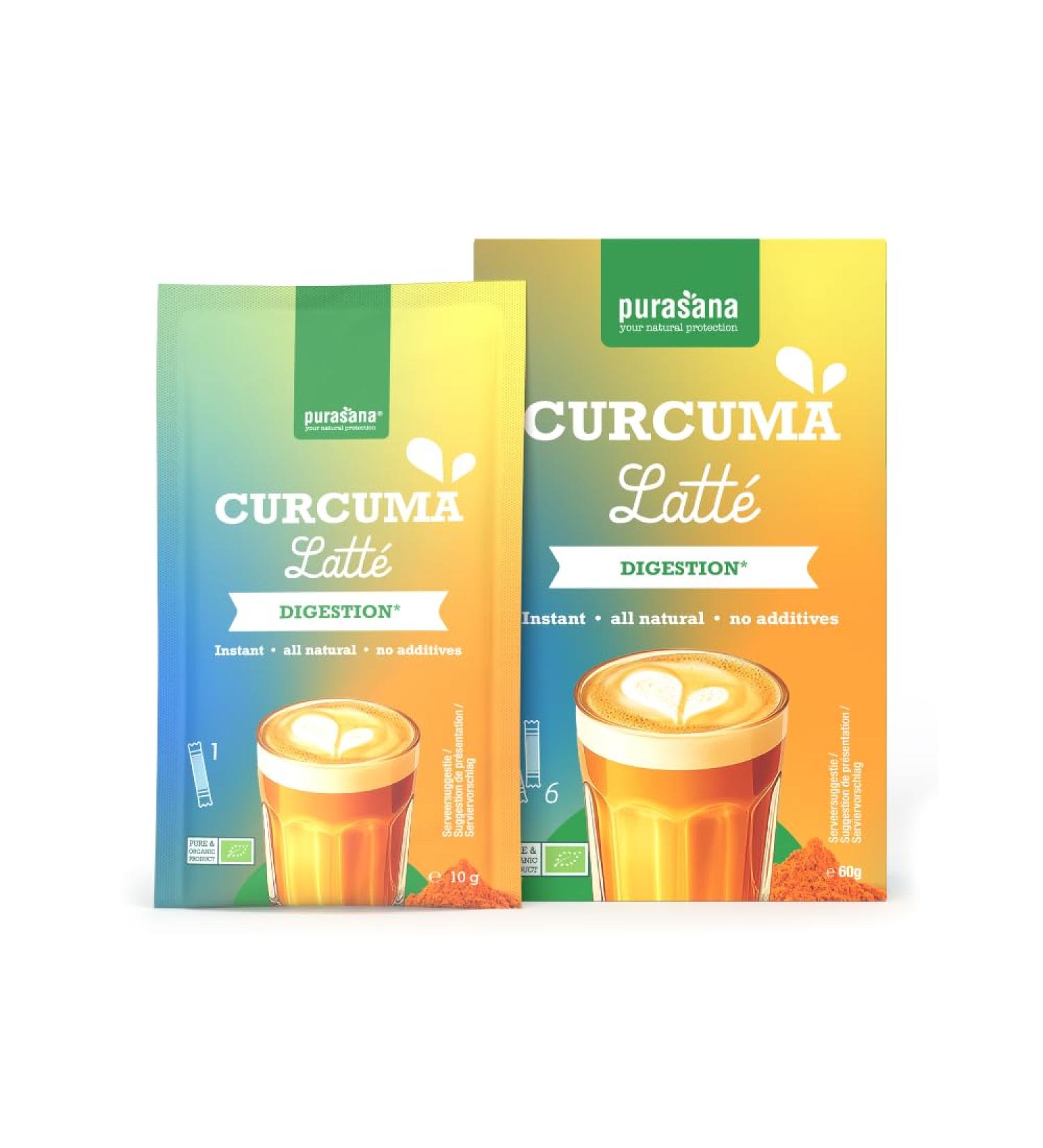 Purasana Instant Curcuma Latte 6 sticks Lait dor bio au curcuma poudre gingembre & cannelle sans gluten - Buy Online on GoSupps.com