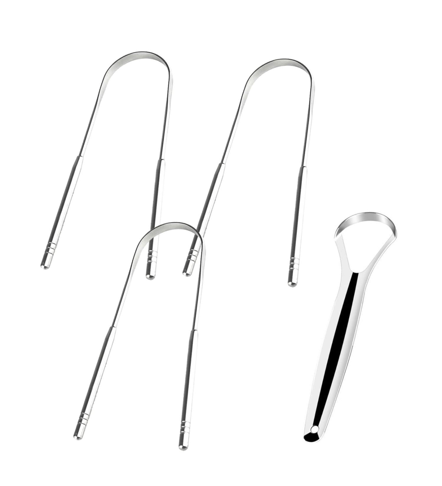 Stainless Steel Tongue Cleaners - 4 Pack for Fresh Breath & Oral Health | Reusable U-Shaped & Open Design - Buy Online on GoSupps.com