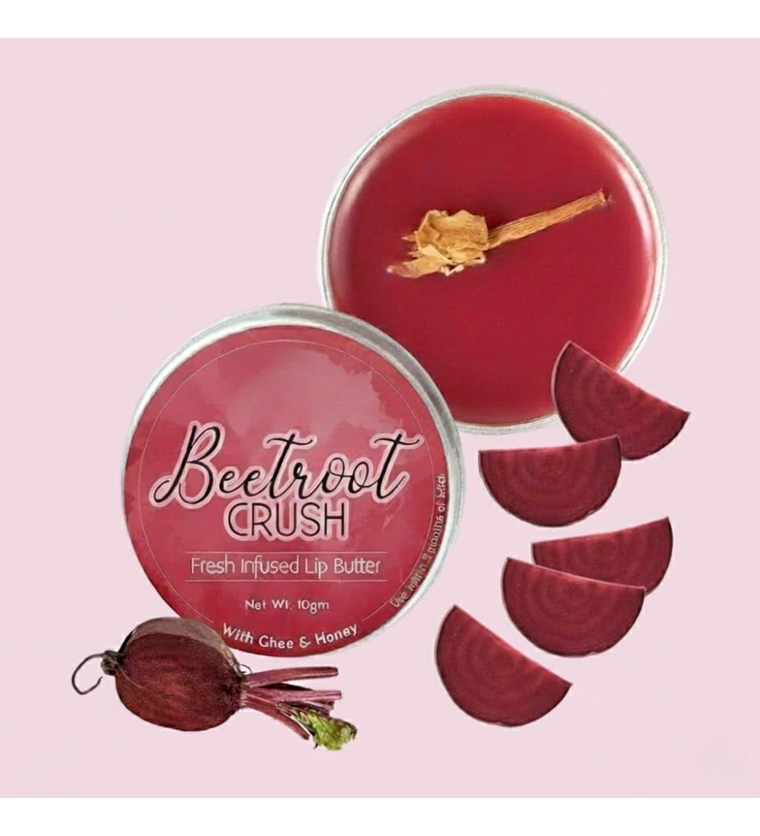Vishopy Beetroot Lip Balm for Lip Lightening Lip Mask for Dark Lips | Natural Ayurvedic Lip Care | Fresh Kitchenmade Desi Ghee Raw Honey Shea Beetroot Vitamin E | Express Dry Lips Repair 10g - Buy Online on GoSupps.com