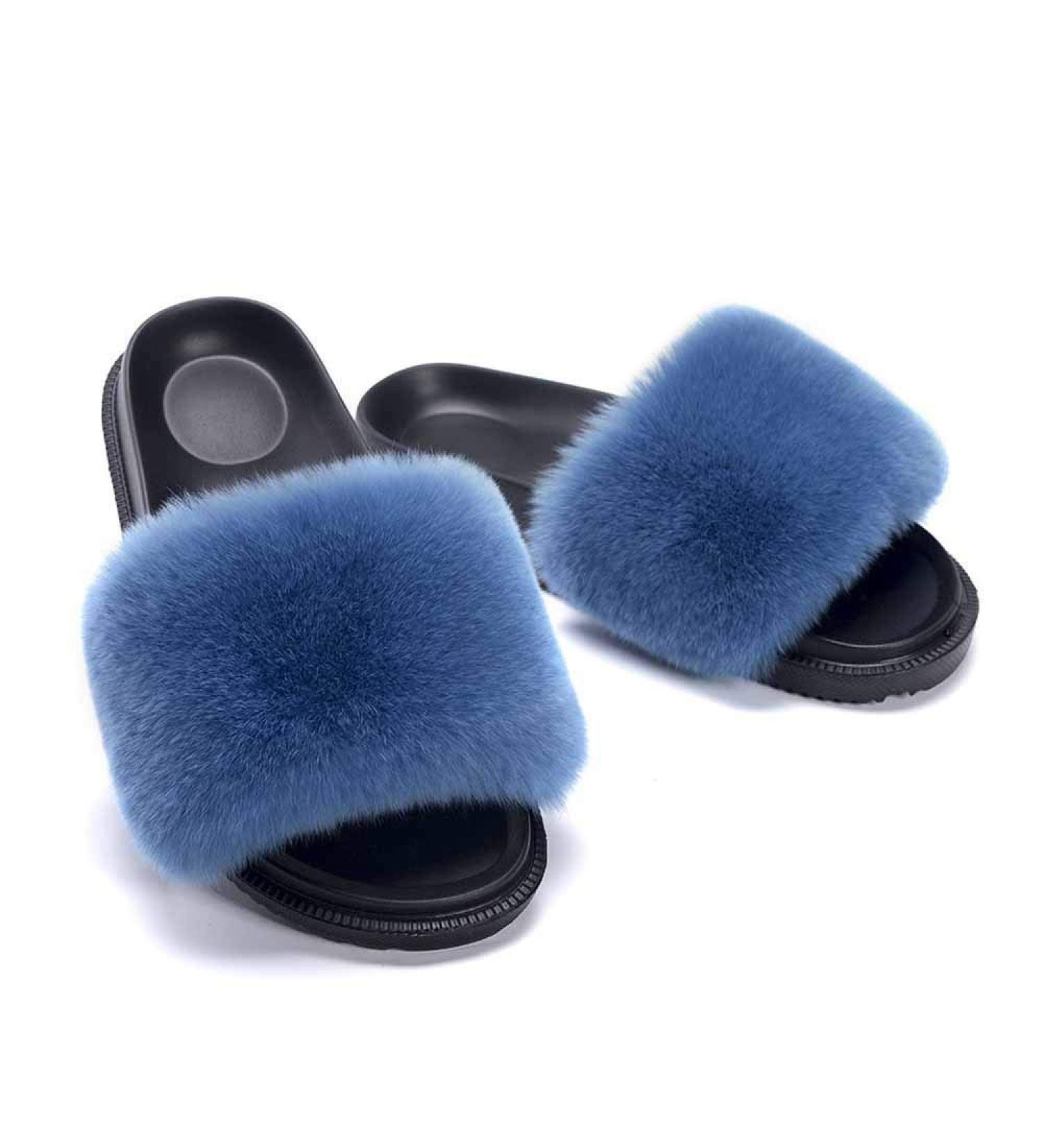 Fluffy Sliders Womens Fur Slippers Warm Comfortable Soft for Women Slides Flip Flop Indoor Furry Home Slippers Fluffy Sandals Winter Plush Shoes for Indoor Outdoor Fashion Sandals (C 25CM) (B 25.5C B 25.5CM - Buy Online on GoSupps.com