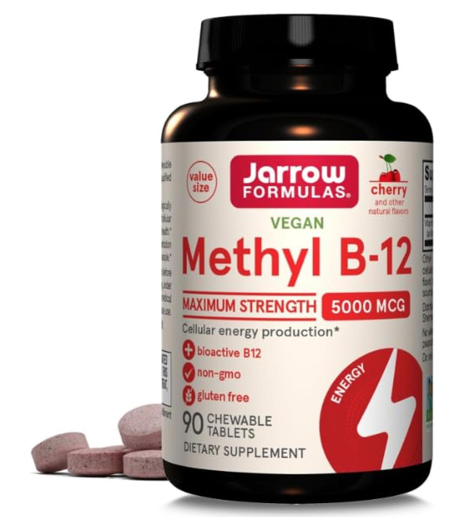 Durham NC 27701 Jarrows Methyl B 12 5000 MCG Gluten Free Cherry Flavor 90 Chewable Tablets - Buy Online on GoSupps.com