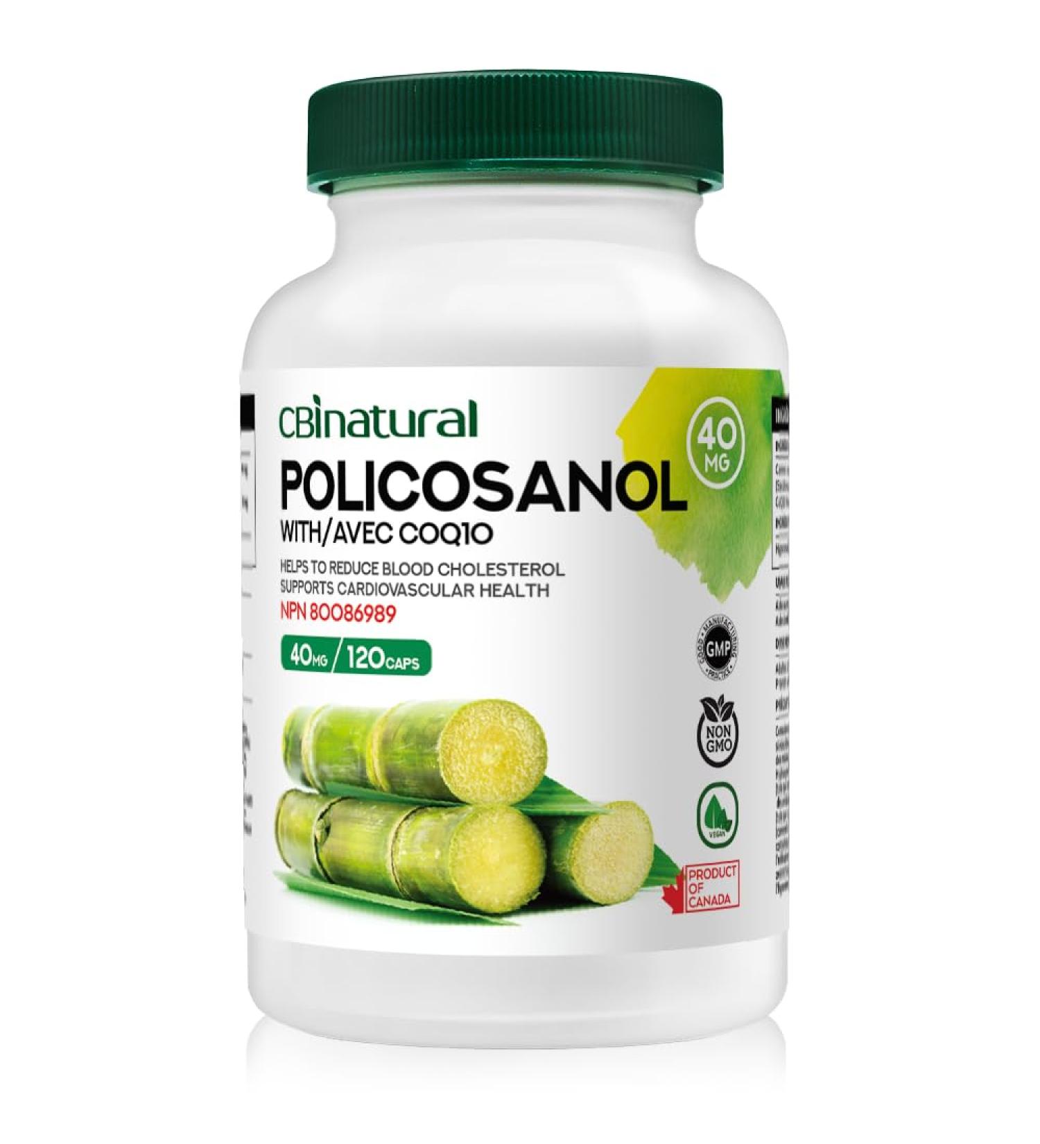Policosanol 40mg & CoQ10 30mg - 120 Vegan Capsules | 4-Month Supply - Boost Heart Health & Energy - Buy Online on GoSupps.com