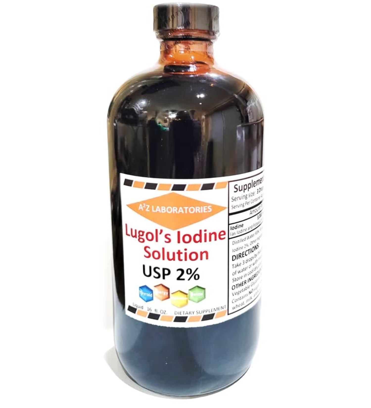Organic Lugol's Iodine & Potassium Iodide 2% Solution 3000mcg -16oz Liquid Supplement for Thyroid Support & Metabolism Health -Ships Today - Buy Online on GoSupps.com