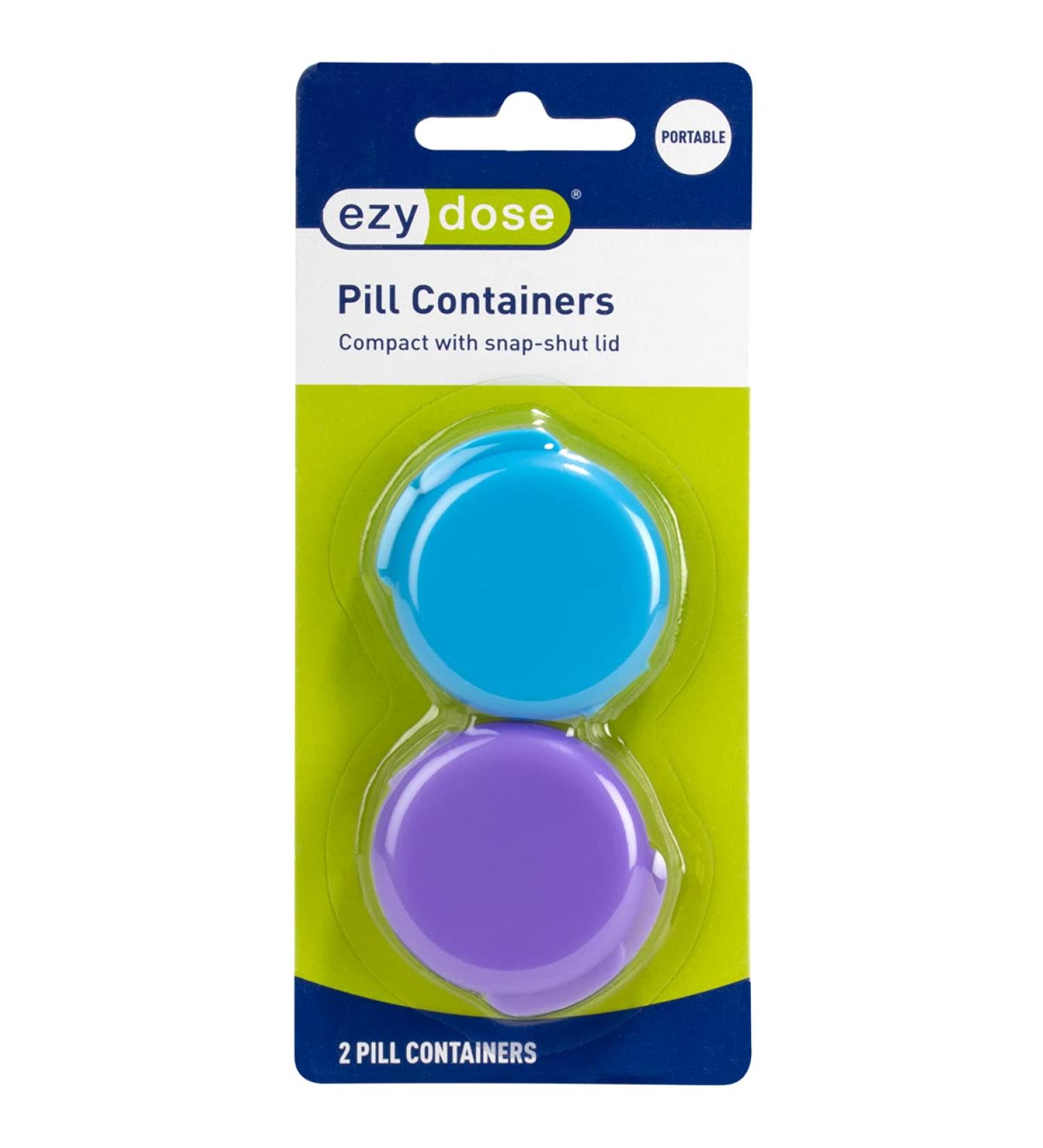 Ezy Dose Daily Round On-The-Go Pill Box Organizer - Travel-Friendly with Snap Shut Lids - 2 Pack Assorted Colors - Buy Online on GoSupps.com