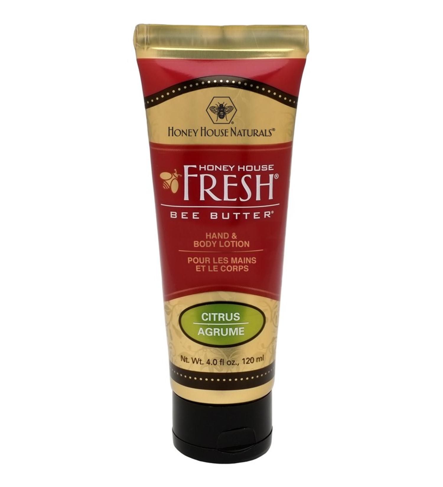 Honey House Naturals Bee Butter Tube Lotion Cream Citrus 4 Ounce Vanilla