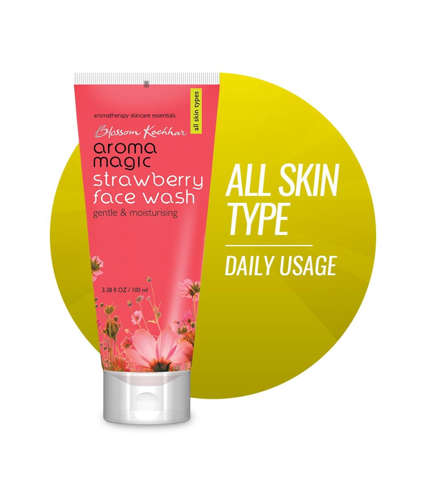 Aroma Magic Strawberry Face Wash - Gentle Moisturizing Cleanser for All Skin Types | Hydrates & Purifies Skin | 3.38 Fl Oz - Buy Online on GoSupps.com