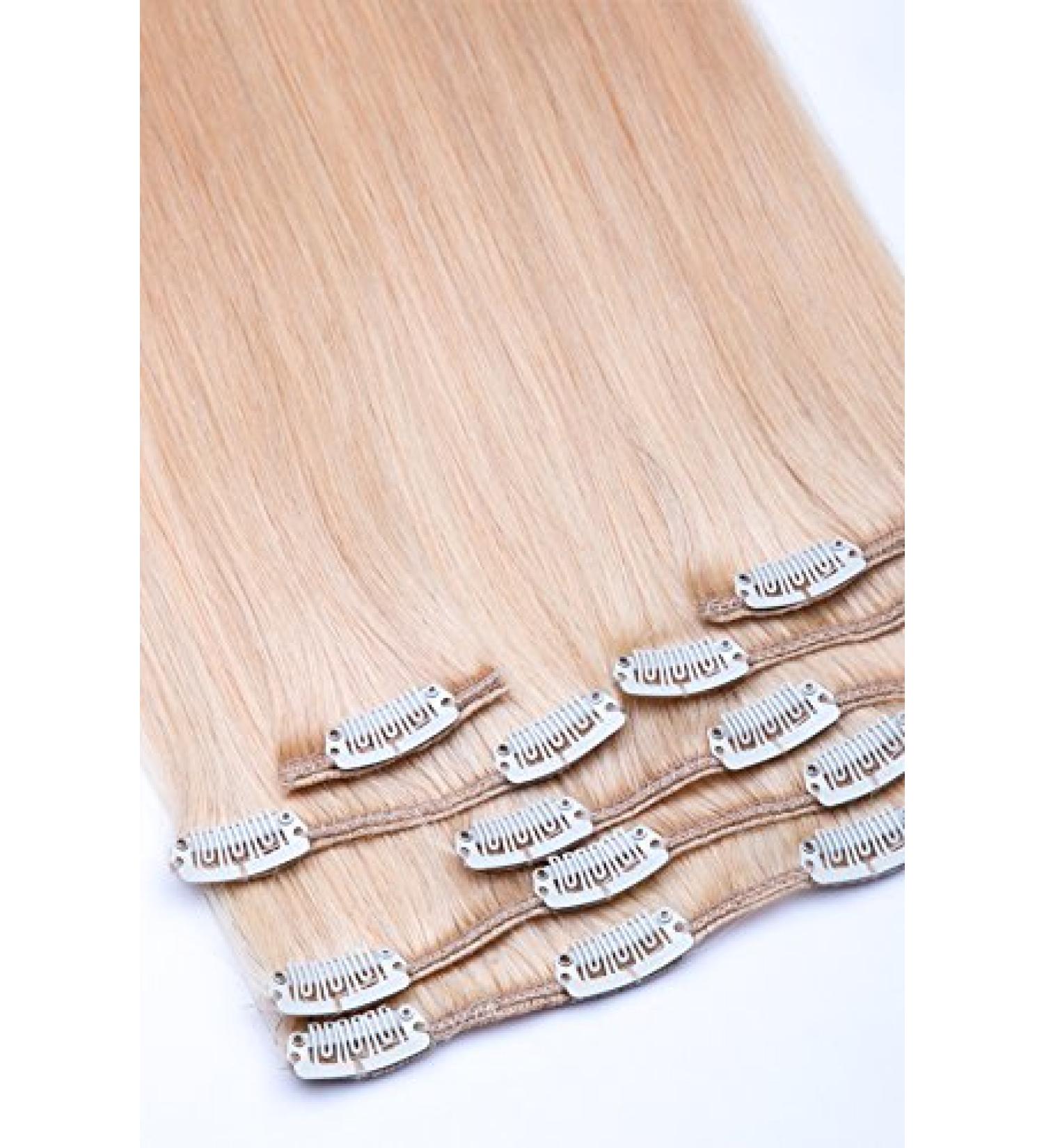 Shop 100% Real Hair Clip In Extensions Set - 7 Pieces 70g 45cm No. 24 Medium Blonde - International Shipping Available - Buy Online on GoSupps.com