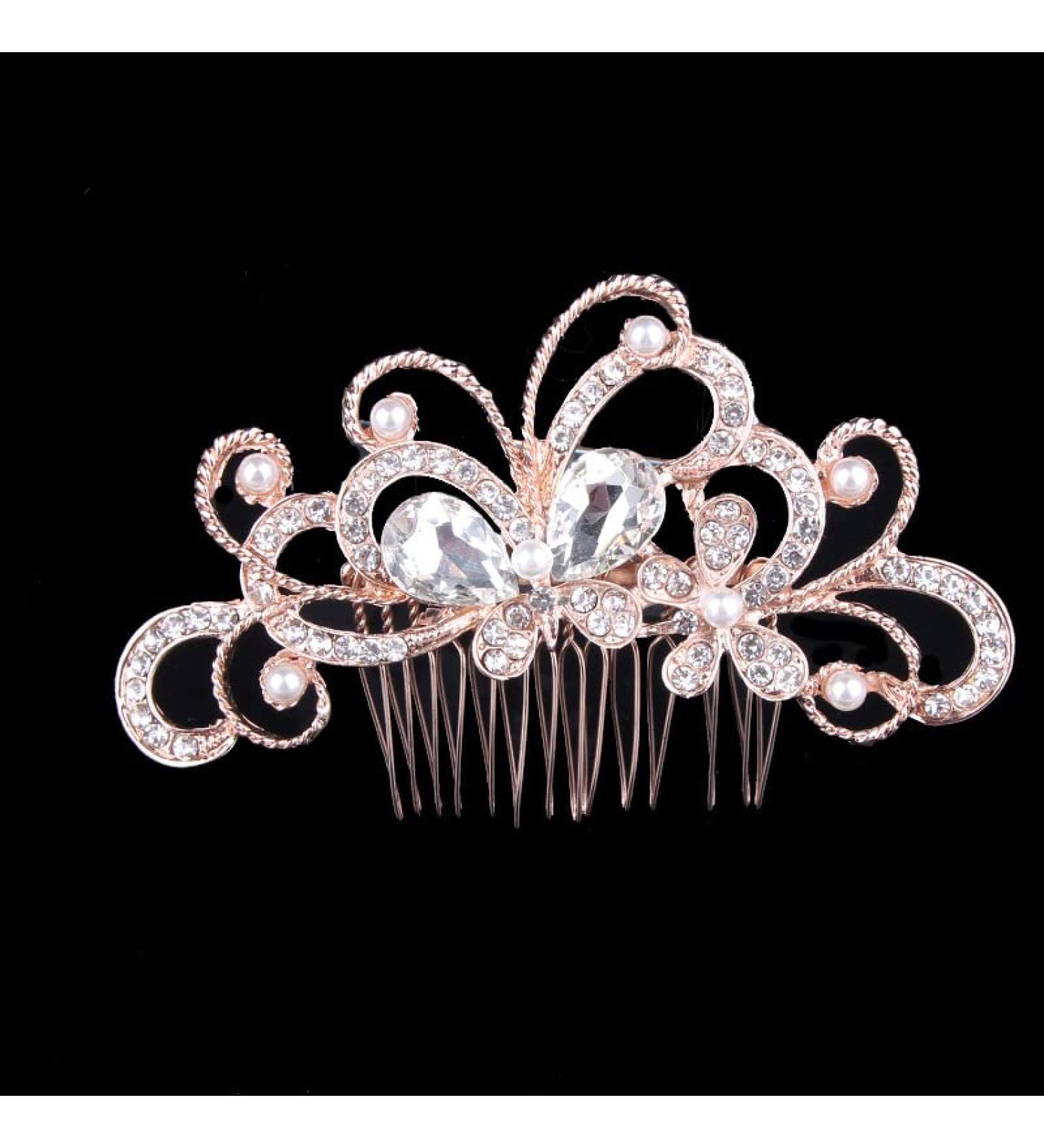 Poznana Starfish Rhinestone Bridal Hair Comb - Wedding Hair Accessories for Brides - Crystal Wedding Hair Pieces - Bridal Flower Hair Comb (Type 3) - Buy Online on GoSupps.com