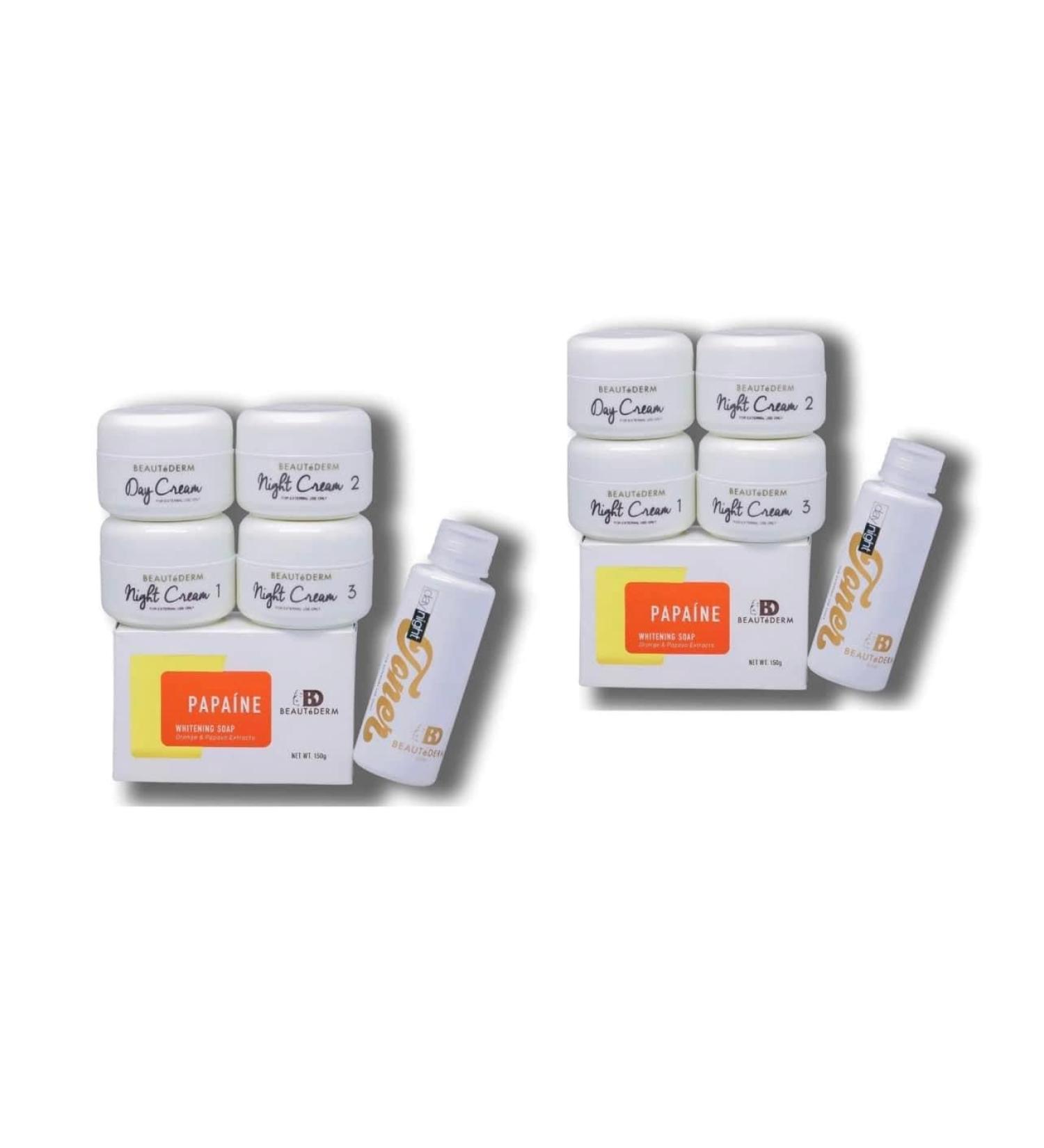 Beautederm Skincare Set - 6 Night Creams 2 Day Creams 2 Papaine Whitening Soaps 150g 2 Toner 60 ml
