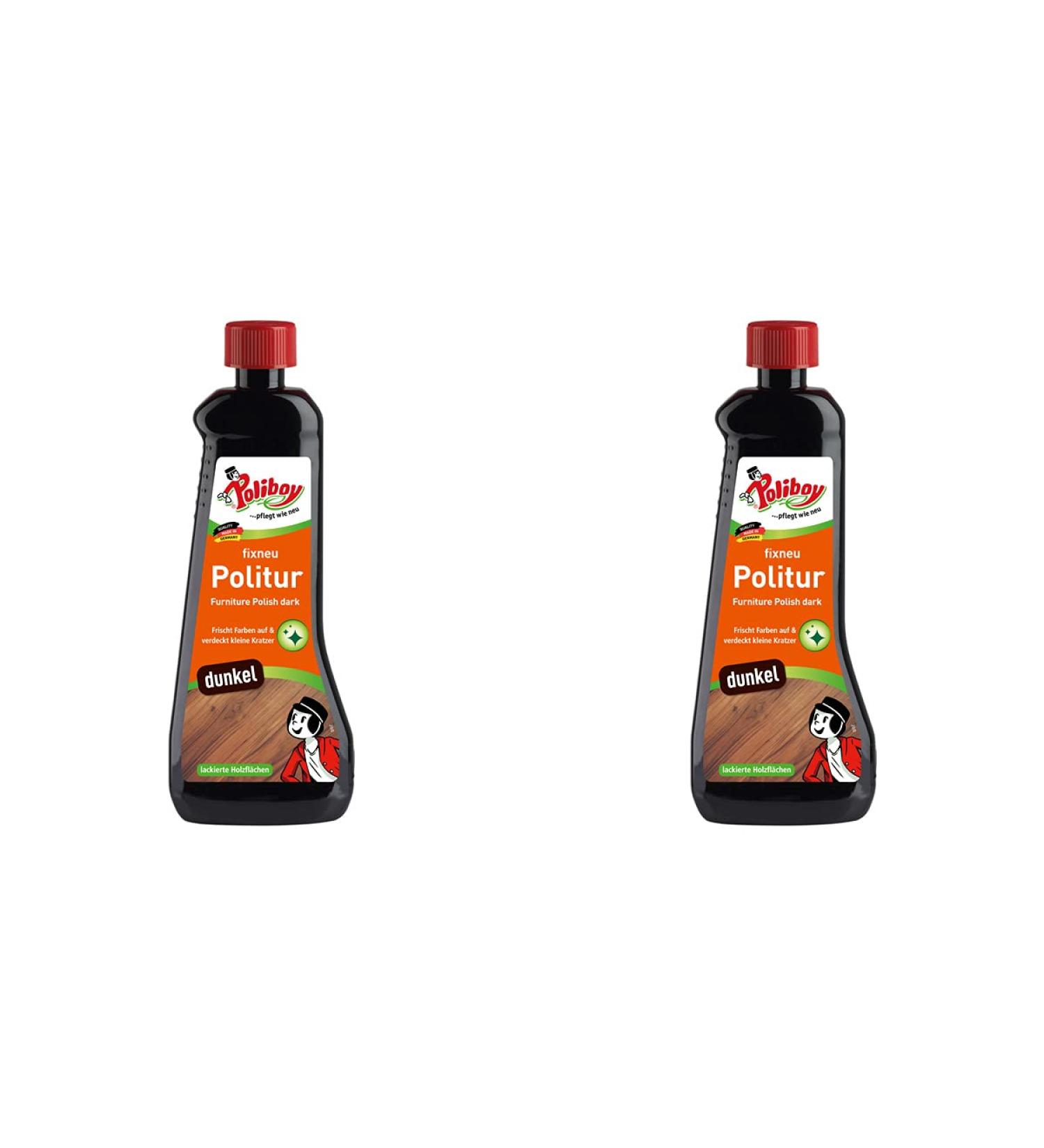 Poliboy Dark Furniture Polish - 1000ml (2x500ml) - Scratch Eliminator & Freshener for Dark Surfaces - Made in Germany - Buy Online on GoSupps.com