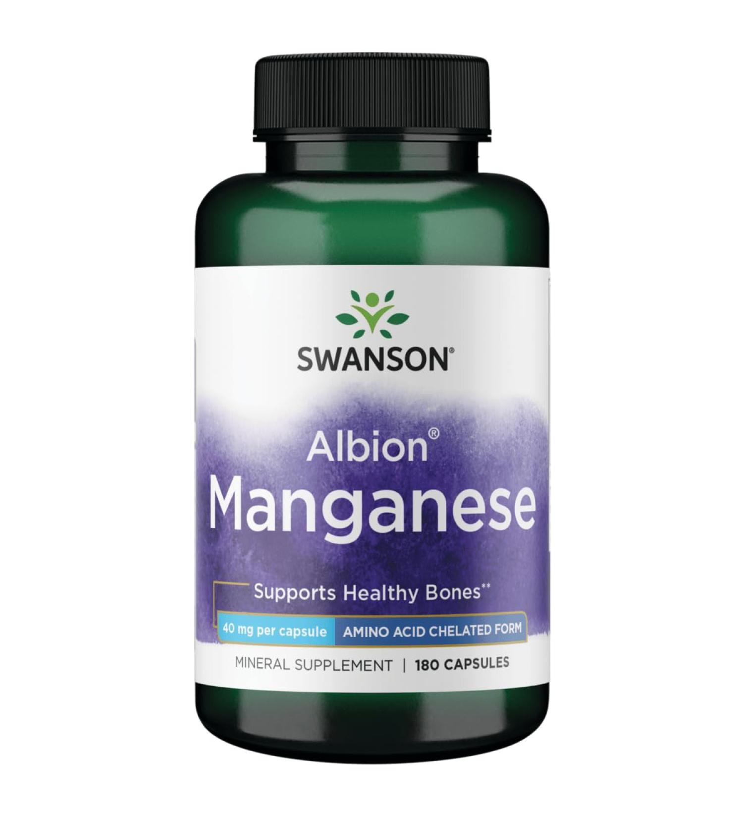 Swanson Albion Chelated Manganese Glycinate 40 Milligrams 180 Capsules - Buy Online on GoSupps.com