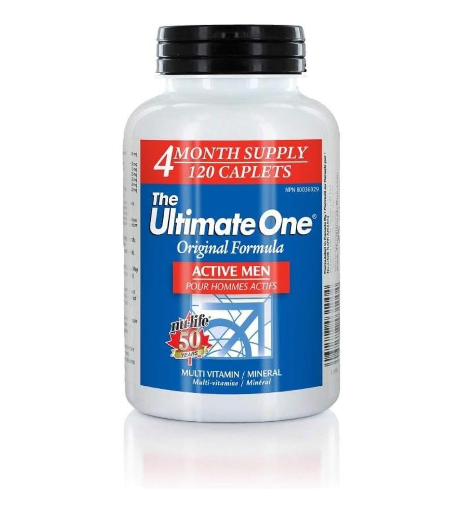Nu-Life The Ultimate One Original Formula Active Men Caplets Multivamin-Mineral 120 Count Bottle - Buy Online on GoSupps.com