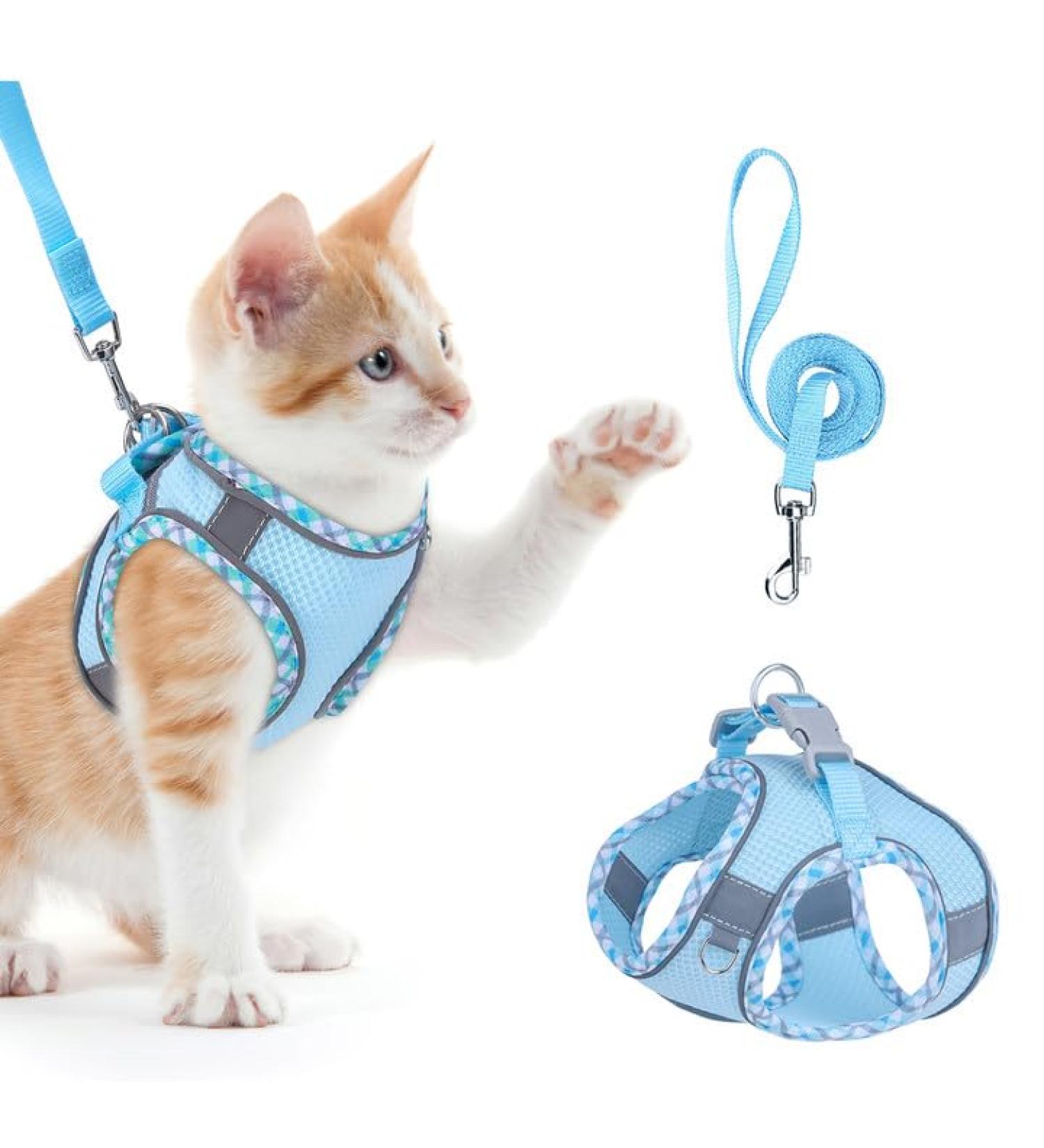 Shop BriFit Cat Dishes - Leash-Resistant Adjustable Cat Vest & Harness | Reflective Stripes for Cats & Puppies | Blue XS - International Shipping Available - Buy Online on GoSupps.com