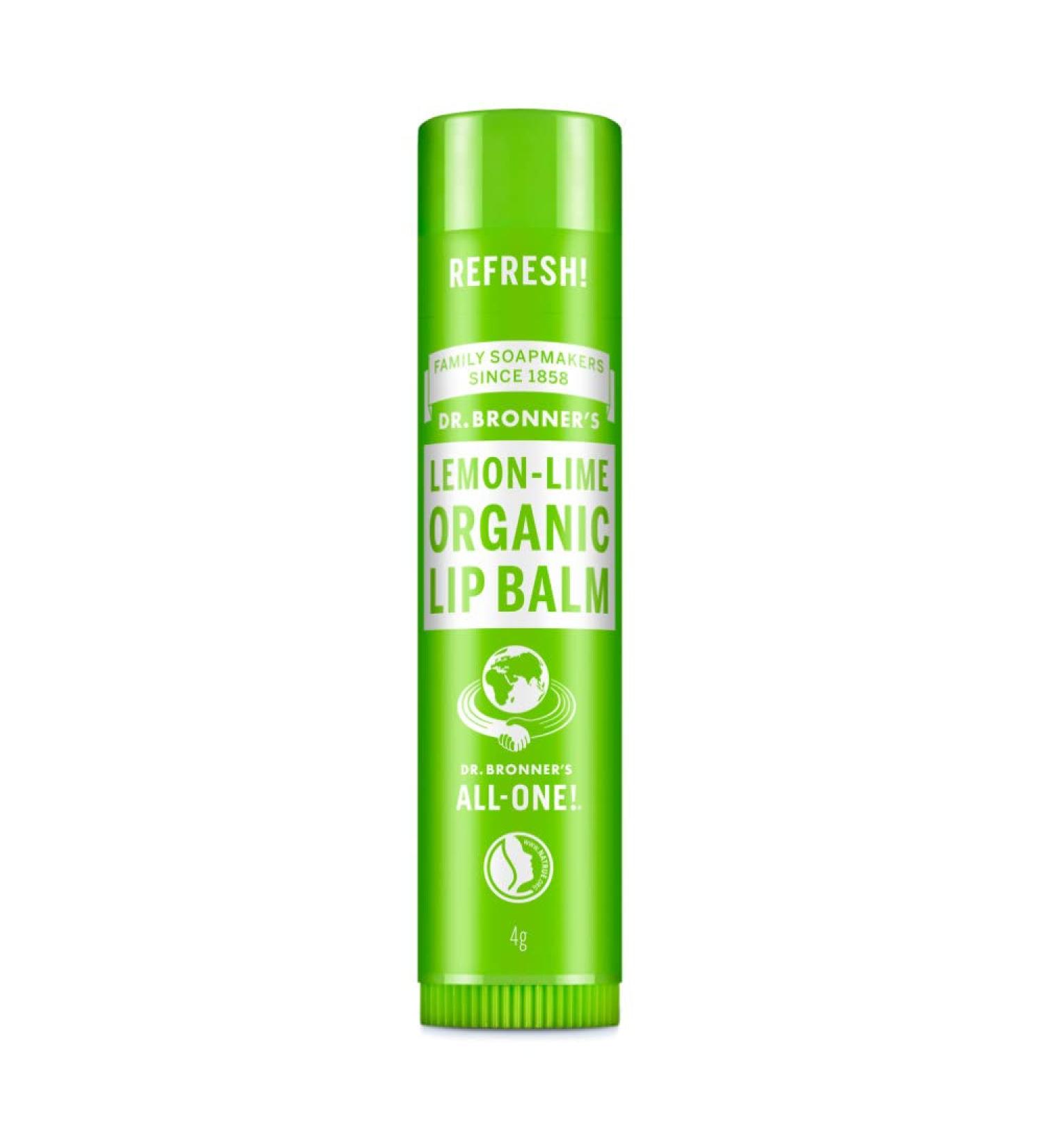Dr. Bronner's Lemon & Lime Lip Balm - Organic Fair Trade All-Natural Lip Care for Dry Lips Hands Cuticles & Cracked Skin | 4g - Buy Online on GoSupps.com