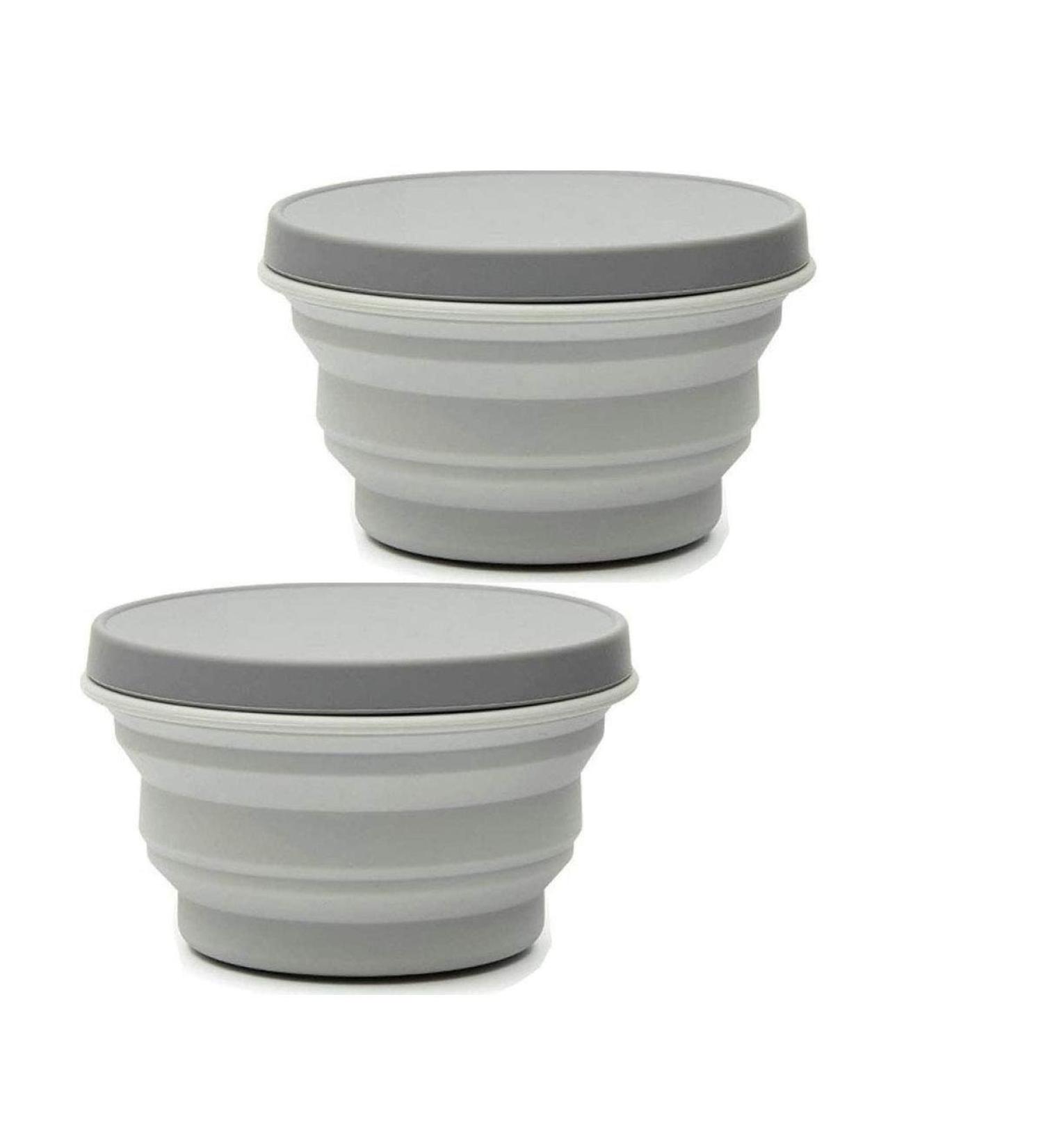 YYCC Collapsible Silicone Bowl with Lid - 1000ML | Outdoor Camping, Travel, Hiking | Food-Grade Gray | Portable Kitchenware for Home, Office, School - Buy Online on GoSupps.com