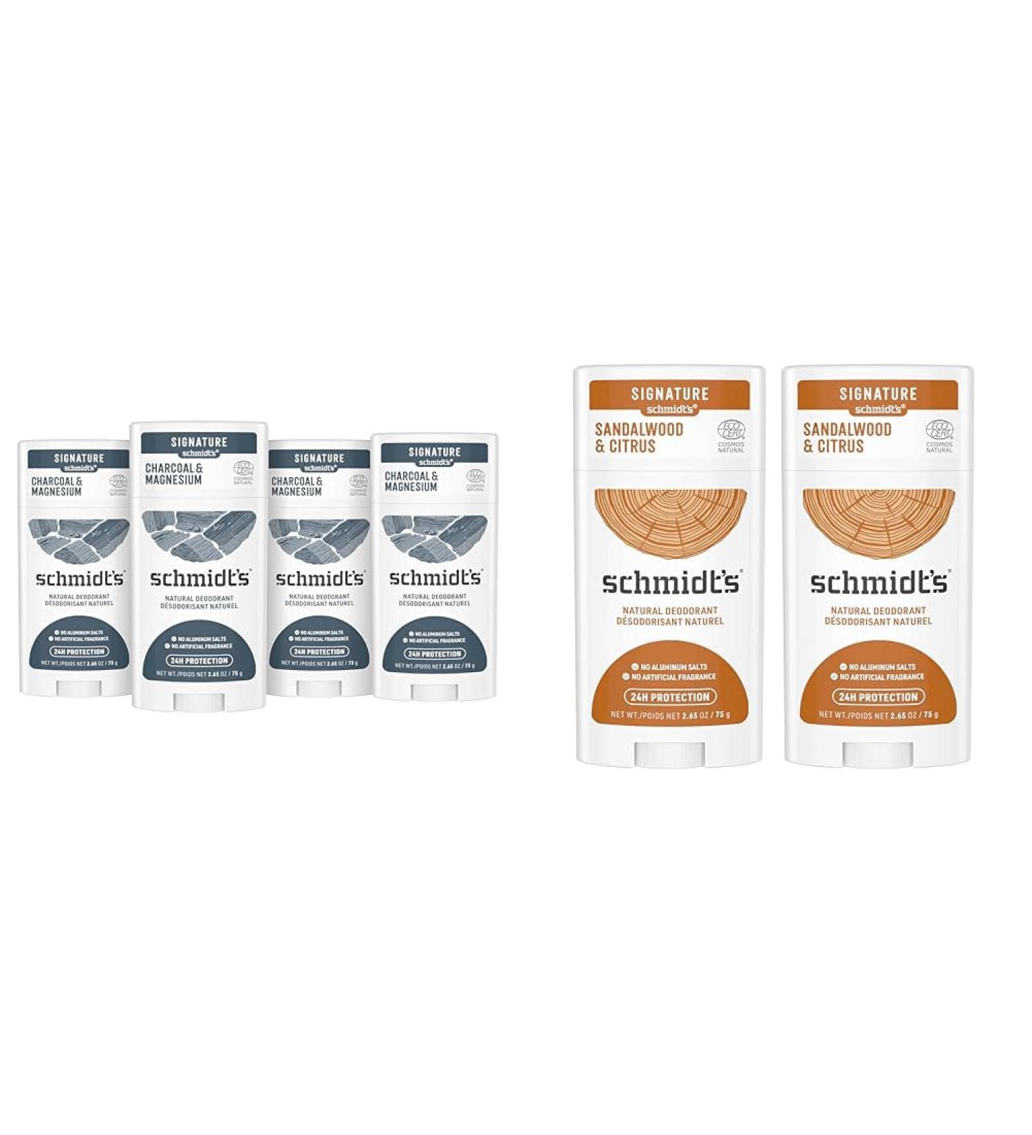 Schmidt's Aluminum Free Natural Deodorant for Women and Men & Aluminum Free Natural Deodorant for Women and Men Sandalwood and Citrus with 24 Hour Odor Protection - Buy Online on GoSupps.com