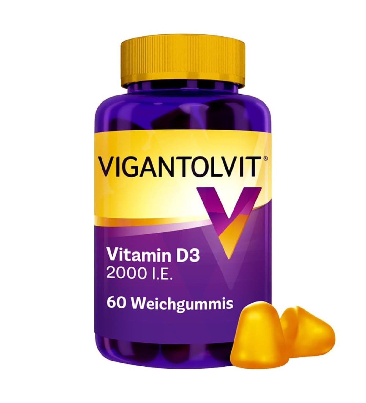 Buy Vigantolvit 2000 IU Vitamin D3 Soft Gummies - 60 Pcs | Boost Immunity & Bone Health | International Shipping Available - Buy Online on GoSupps.com