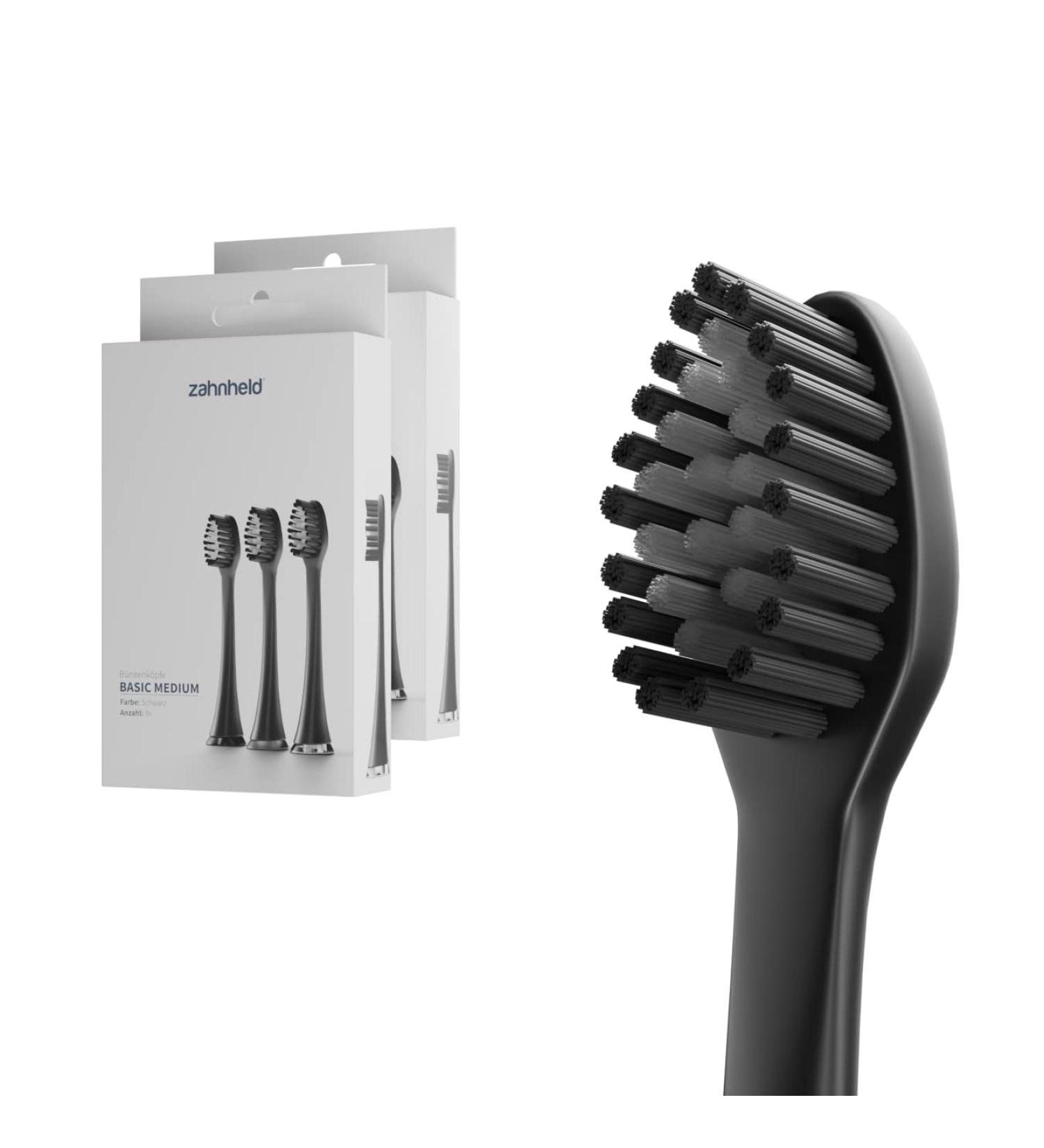Zahnheld Basic Medium Replacement Brush Heads - 6 Pack | Effective Medium-Hard Cleaning for Gero Schallzahnbrush | Eco-Friendly Pap Packaging - Buy Online on GoSupps.com