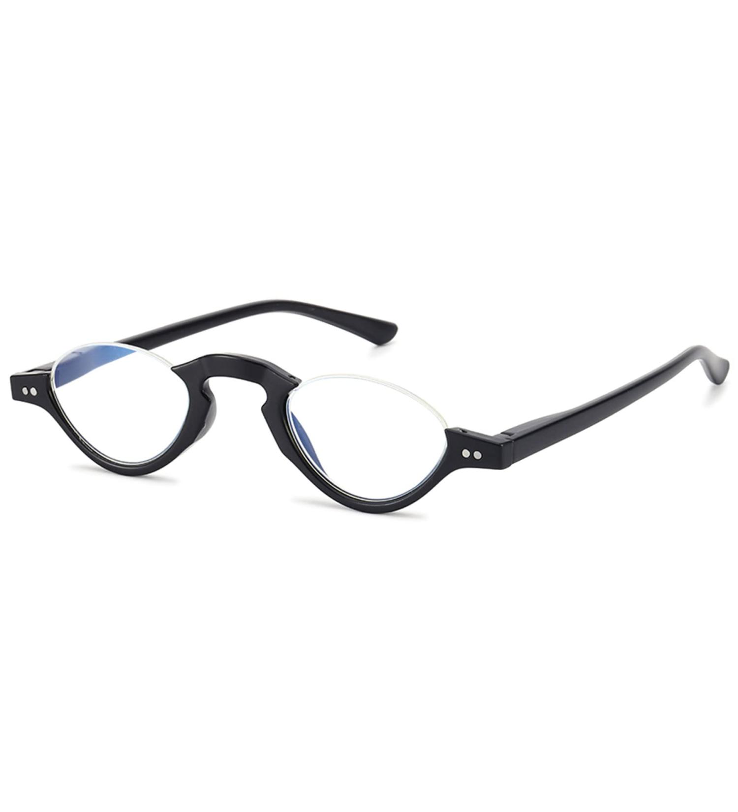 Lanomi Fashion Reading Glasses with Blue Light Filter for Men & Women - Semi-Frame Spring Hinges Small Crescent Design - Buy Online on GoSupps.com