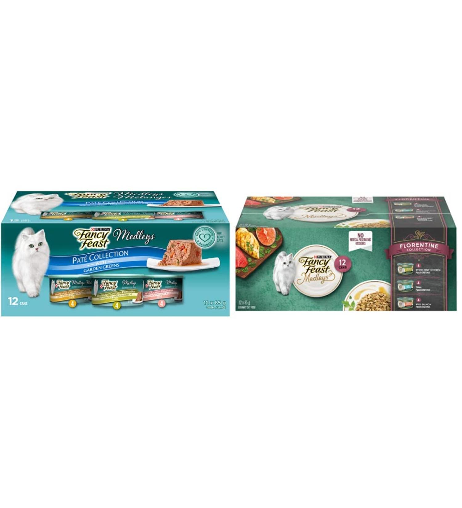 Purina Fancy Feast Medleys Pat + Elegant Medleys Florentine Wet Cat Food Variety Pack