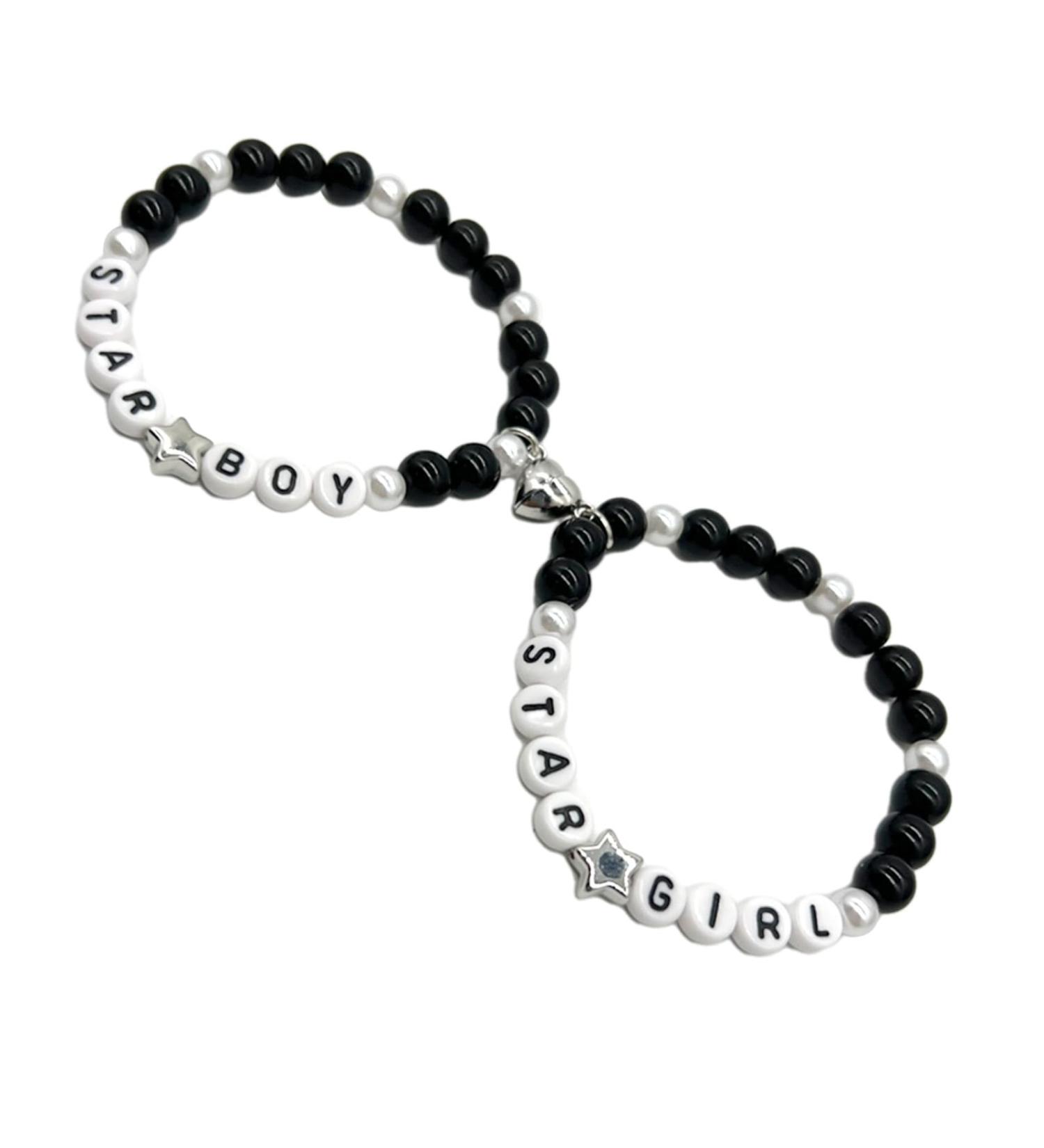 Oralgos Colorful Pearl Bracelets - Stackable Star-Shaped Jewelry Trendy Valentine's Day Accessory 2-Piece Hand Chain Set - Buy Online on GoSupps.com