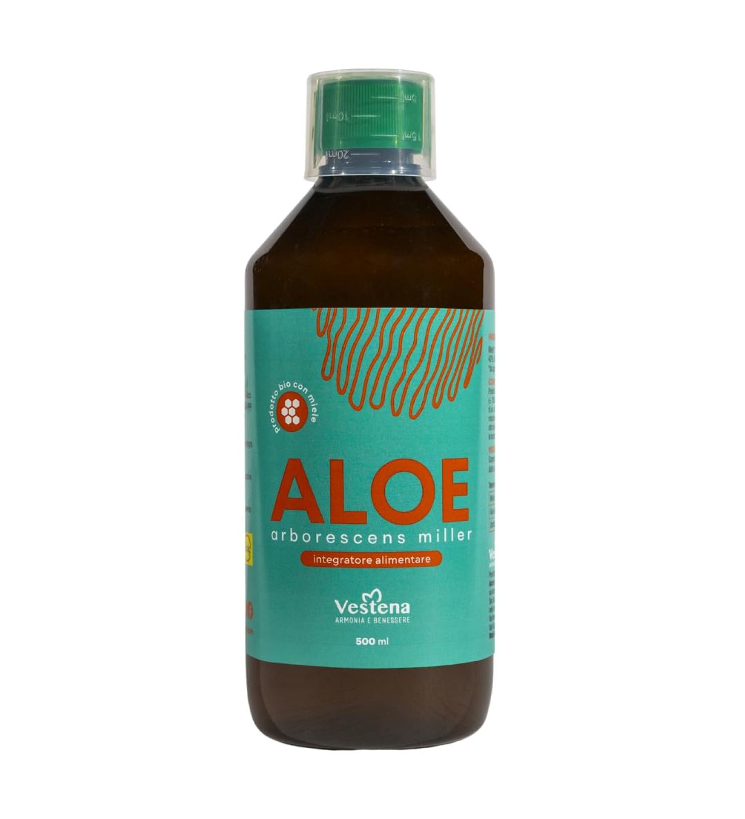VESTENA Aloe Arborescens P re Zago - Fresh Aloe Arborescens Miller Juice Formula of Father Romano Zago Powerful Aloe Gel Juice to Drink Father Zago's Recipe Bottle of 500 ml - Made in Italy - Buy Online on GoSupps.com