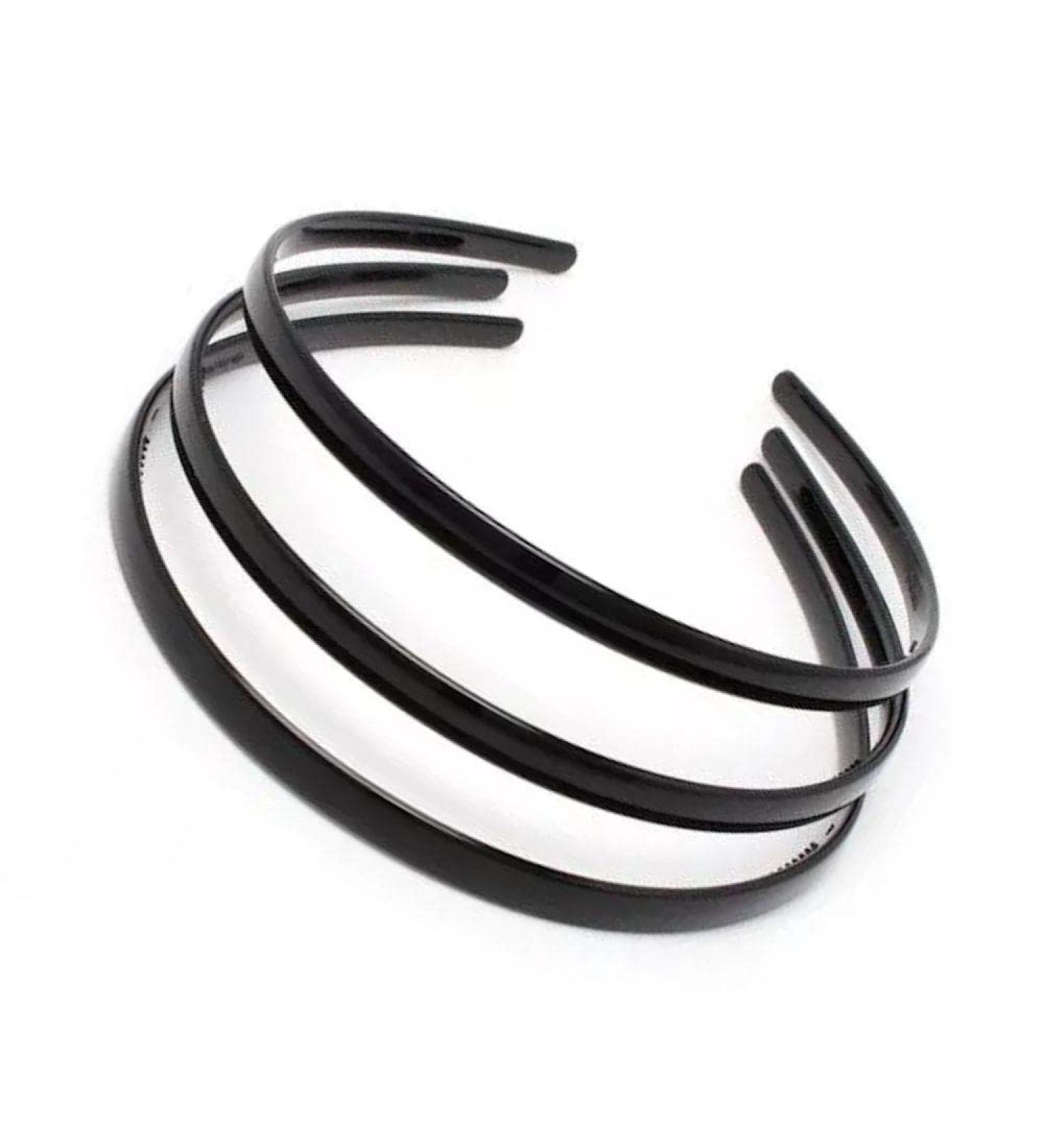 1cm Wide Black Narrow Thin Slim Plastic Alice Band Hair Bands Headband with Grip for Women Girls by Glitz4Girlz