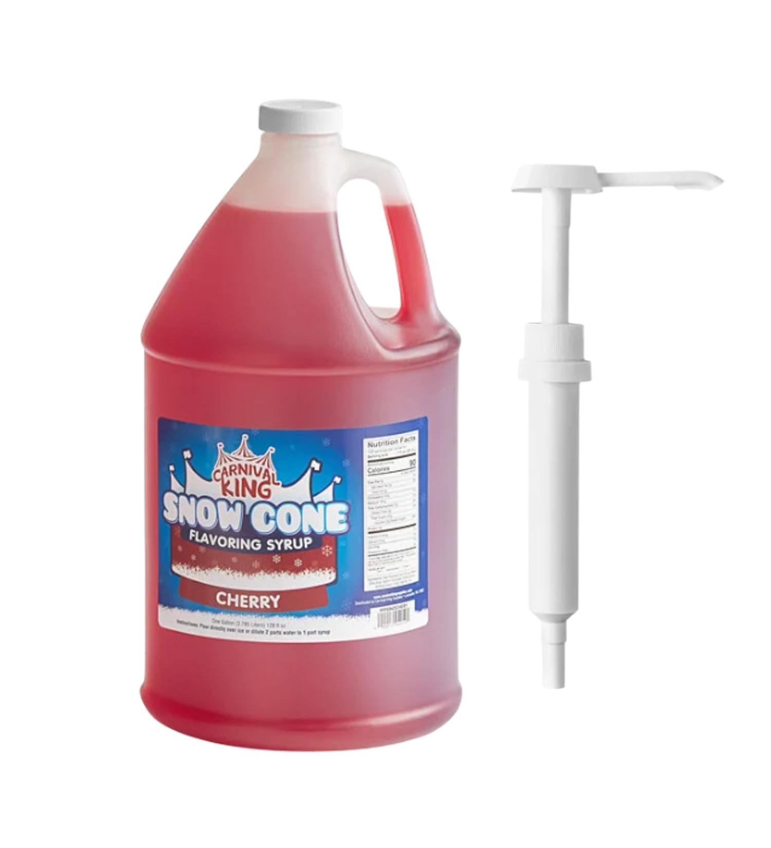 ZippySweets - Cherry Snow Cone Syrup with Complimentary Pump 1 Gallon - Makes up to 128 Delicious Shaved Ice Treats - Perfect Shaved Ice Syrup for Parties and Gatherings - Buy Online on GoSupps.com