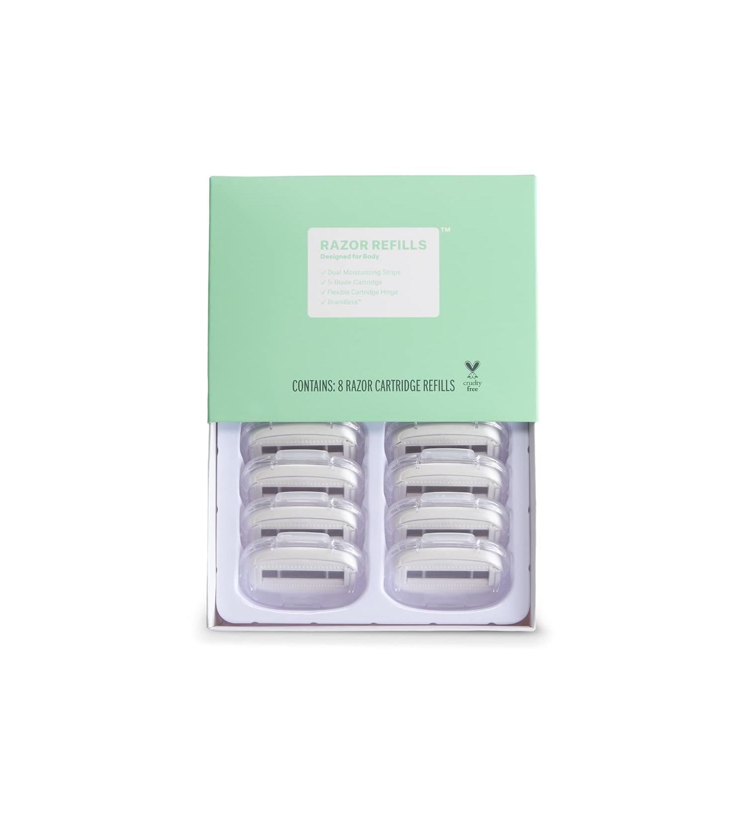 Brandless Razor Starter Kit | Aloe Vera & Vitamin E Moisturizing Strips | 5-Blade Cartridge with Weighted Handle | Clean Beauty | Cruelty Free - Cartridge Refills - Buy Online on GoSupps.com