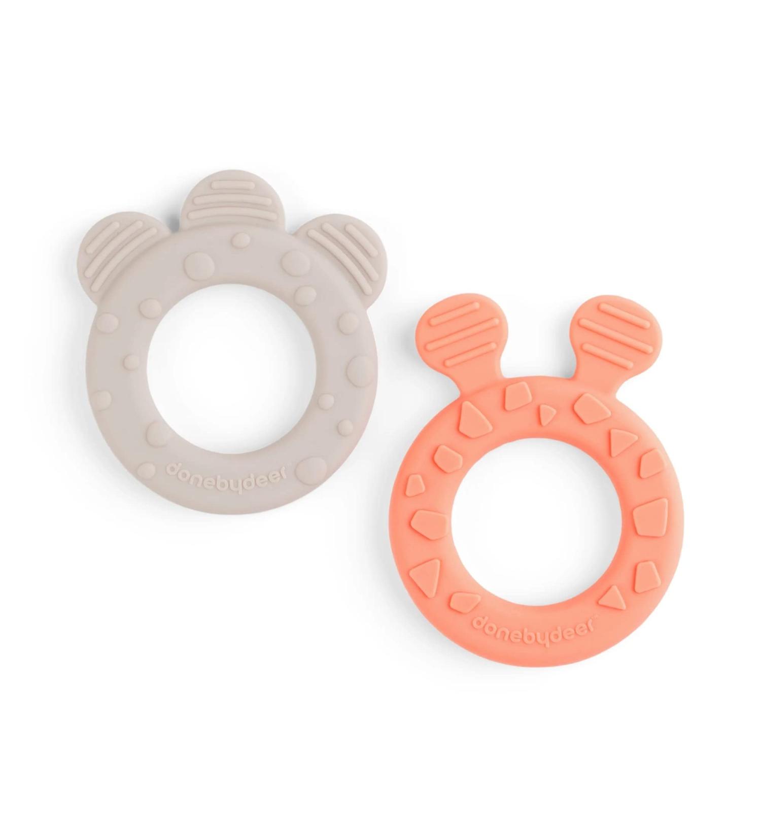 Buy Done by Deer Teething Ring Set of 2 Silicone Deer Friends - Sand/Coral | International Shipping Available - Buy Online on GoSupps.com