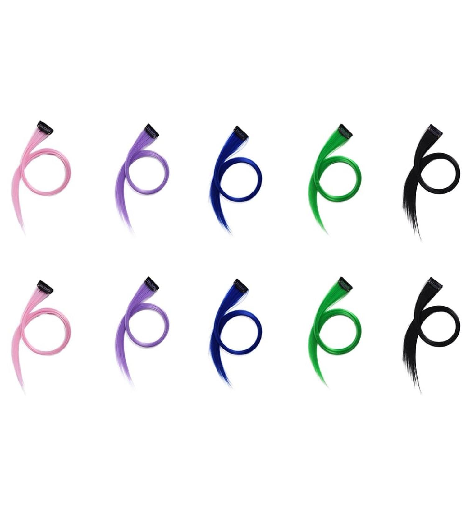 luxurious Long Straight Hair Clip Multi-Colour Trimmable Hair Extension Hairpin Rainbow Highlighted - Buy Online on GoSupps.com