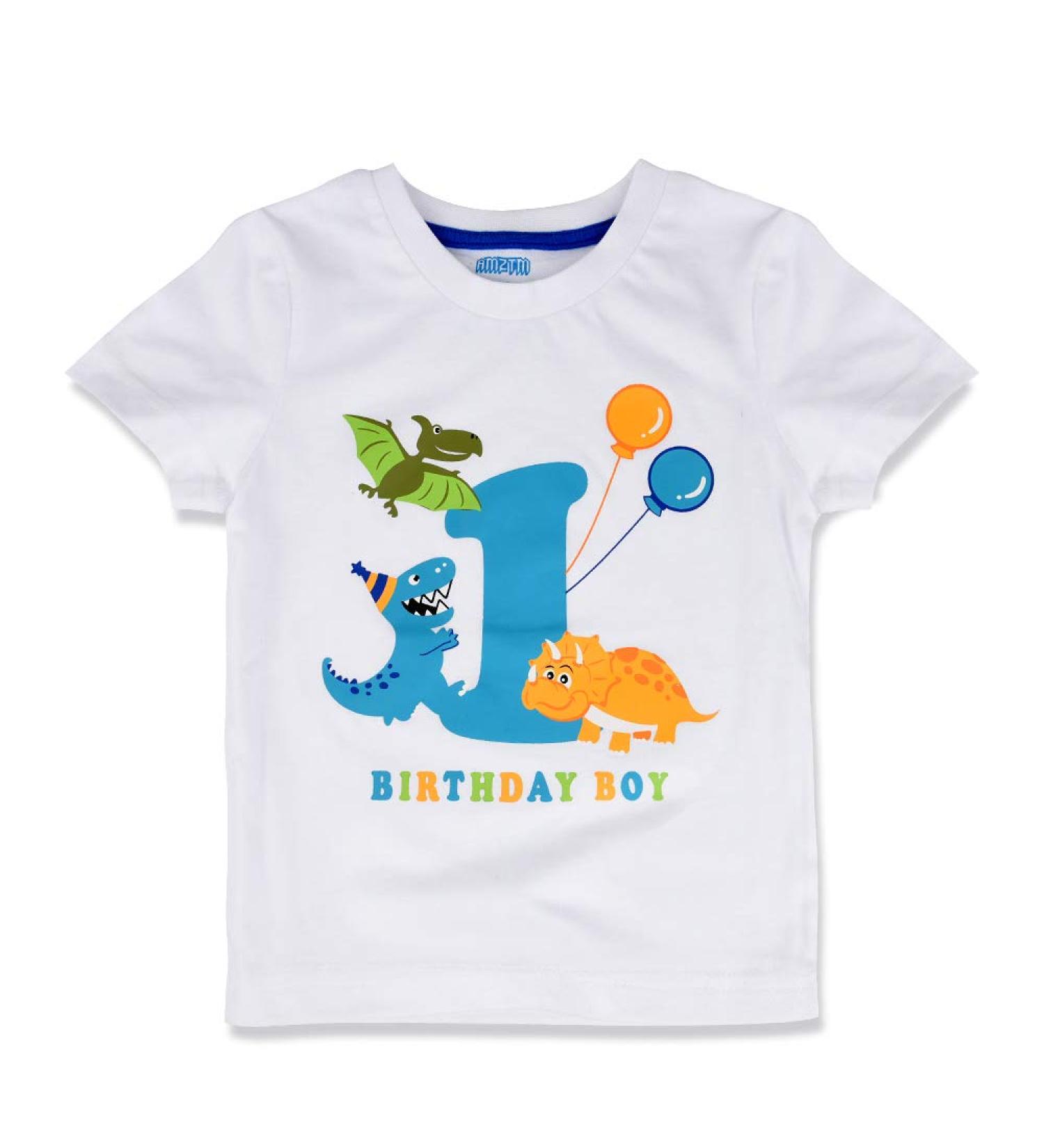 AMZTM 1st Boy Dinosaur Birthday Shirt - Toddler Baby Outfit - Size 80 White - Buy Online on GoSupps.com