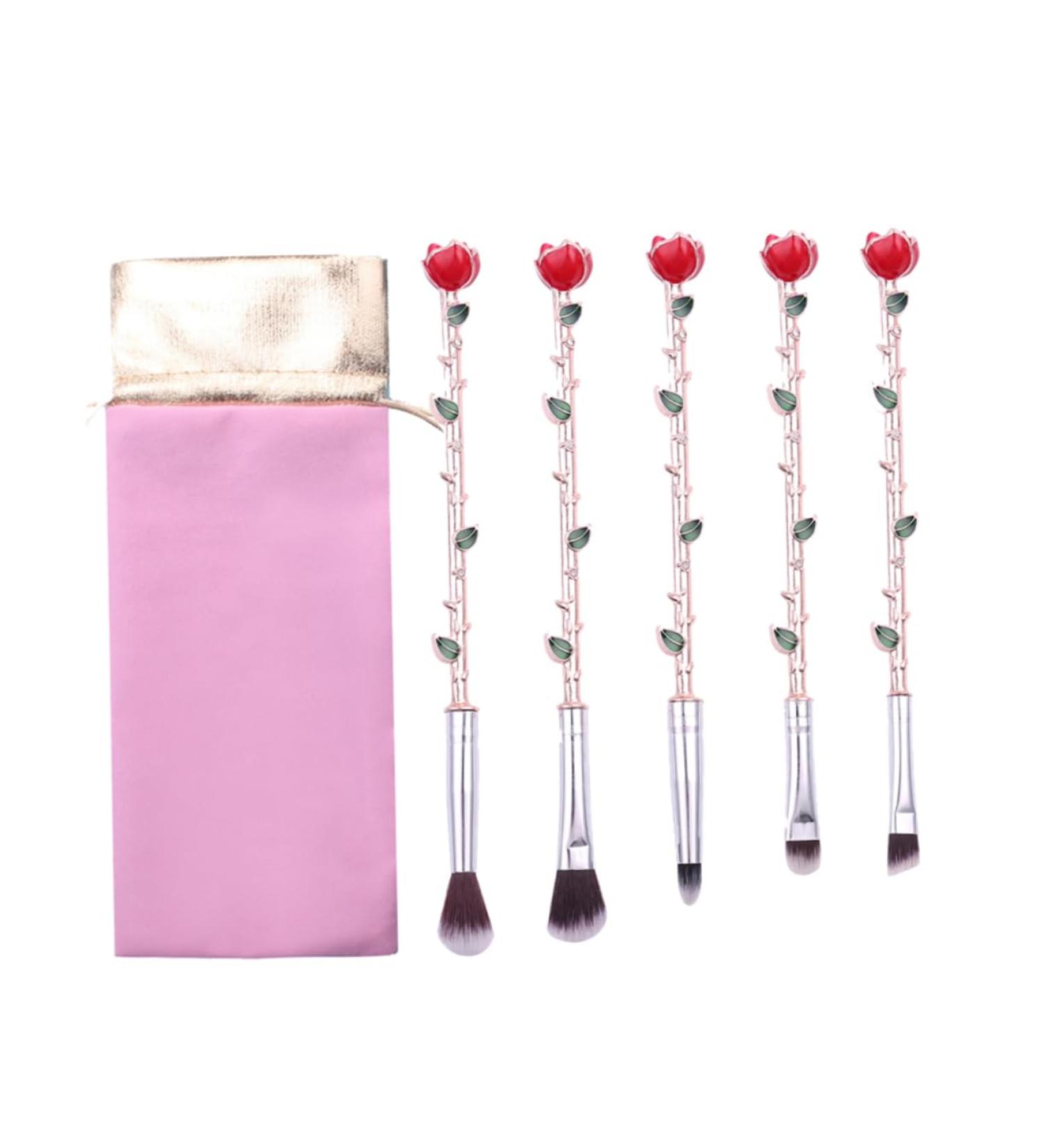 FRCOLOR 5PCS Makeup Brush Set - Cosmetic Brushes with Rose Design | Perfect for Flawless Makeup Application - Buy Online on GoSupps.com