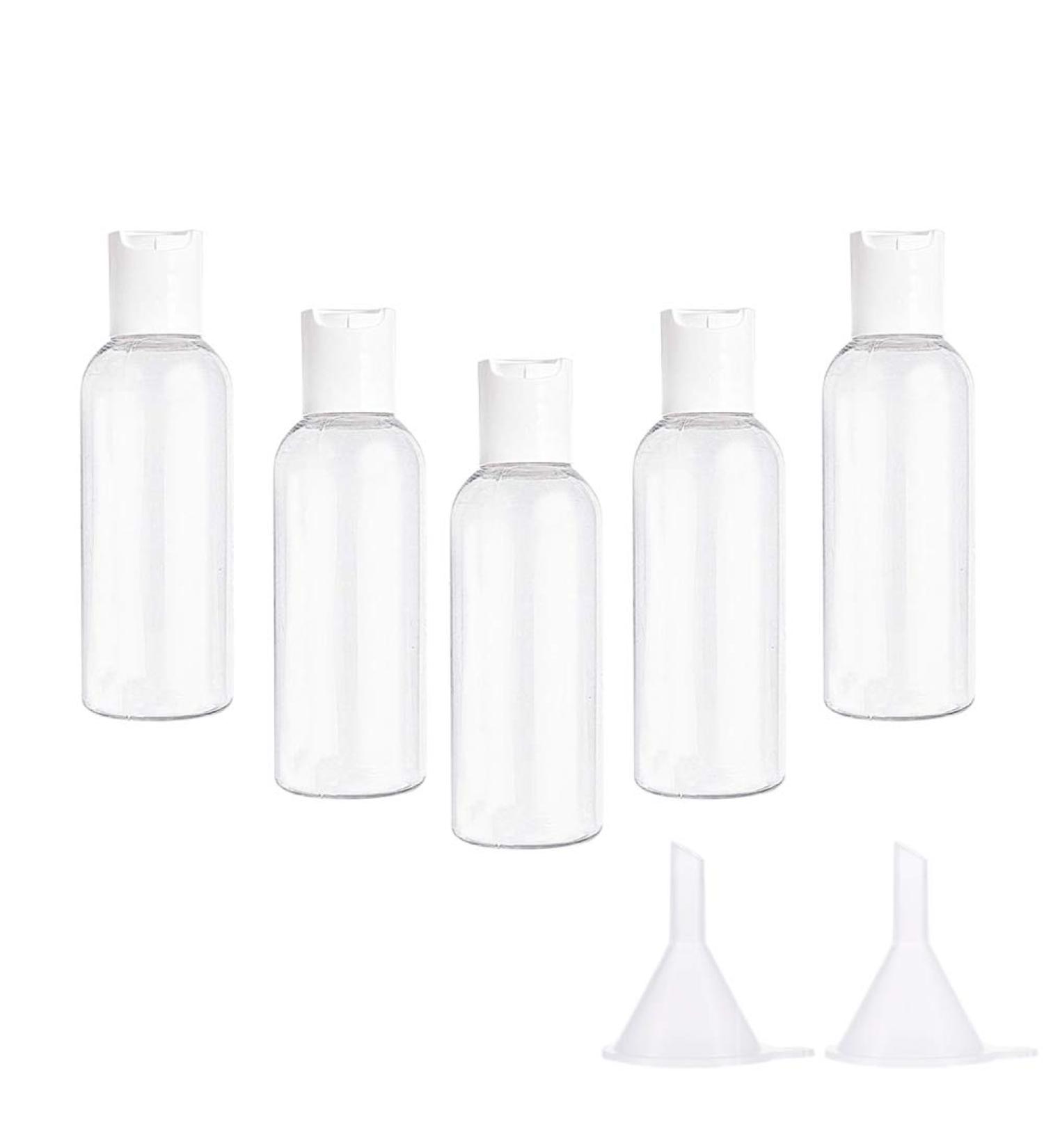 Ainkou 5pcs 100ml Clear Plastic Bottles Transparent Empty Bottles Refillable Bottles Travel Bottles Set for Travel or Cosmetic with 2pcs Small Funnels - Buy Online on GoSupps.com