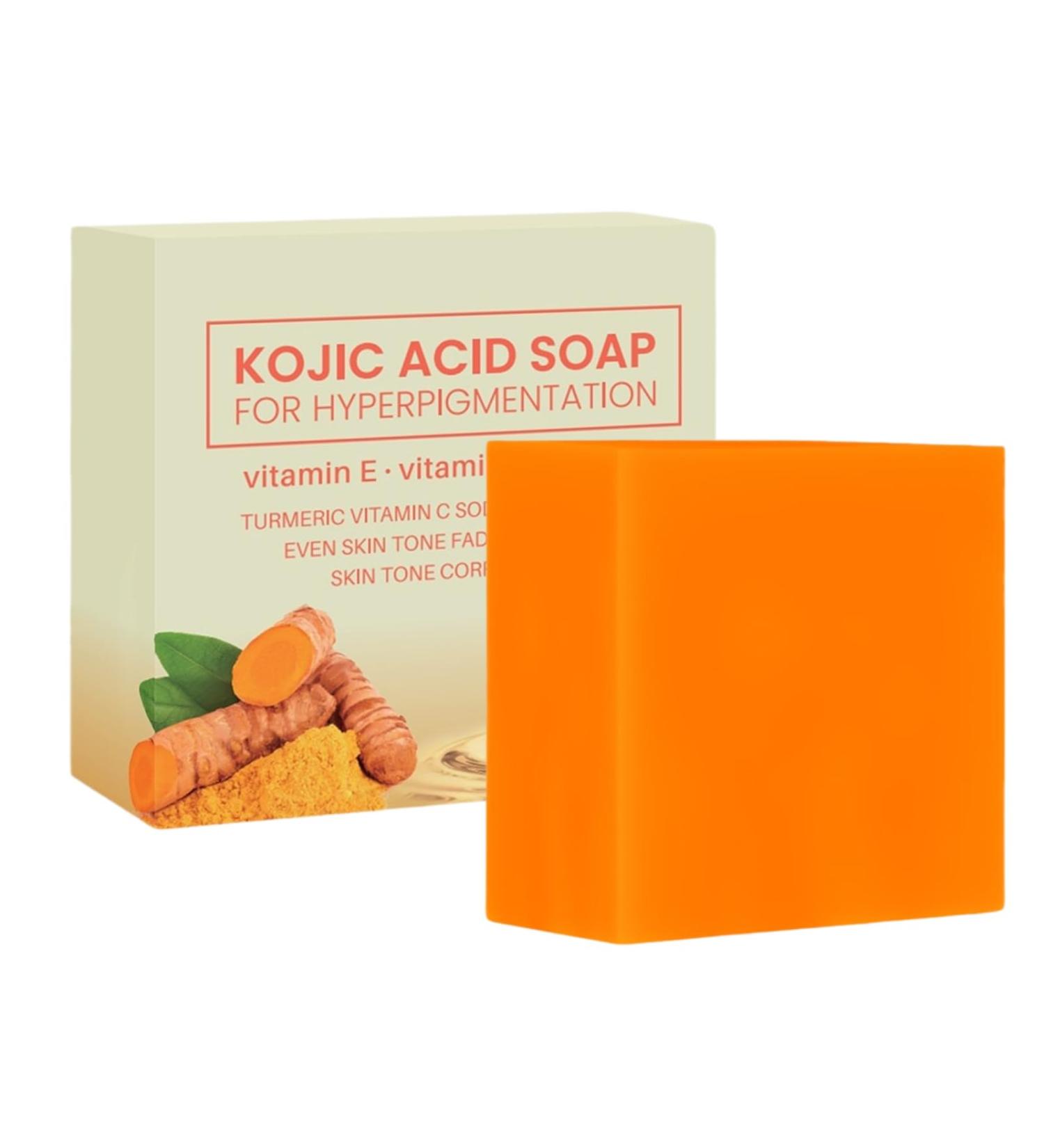 Kojic Acid & Turmeric Soap - Kojic Acid Soap for Women - Tumeric Soap Acne Dark spots Hyperpigmentation Smooth Skin - Deep Cleanses and Nourishes - Buy Online on GoSupps.com