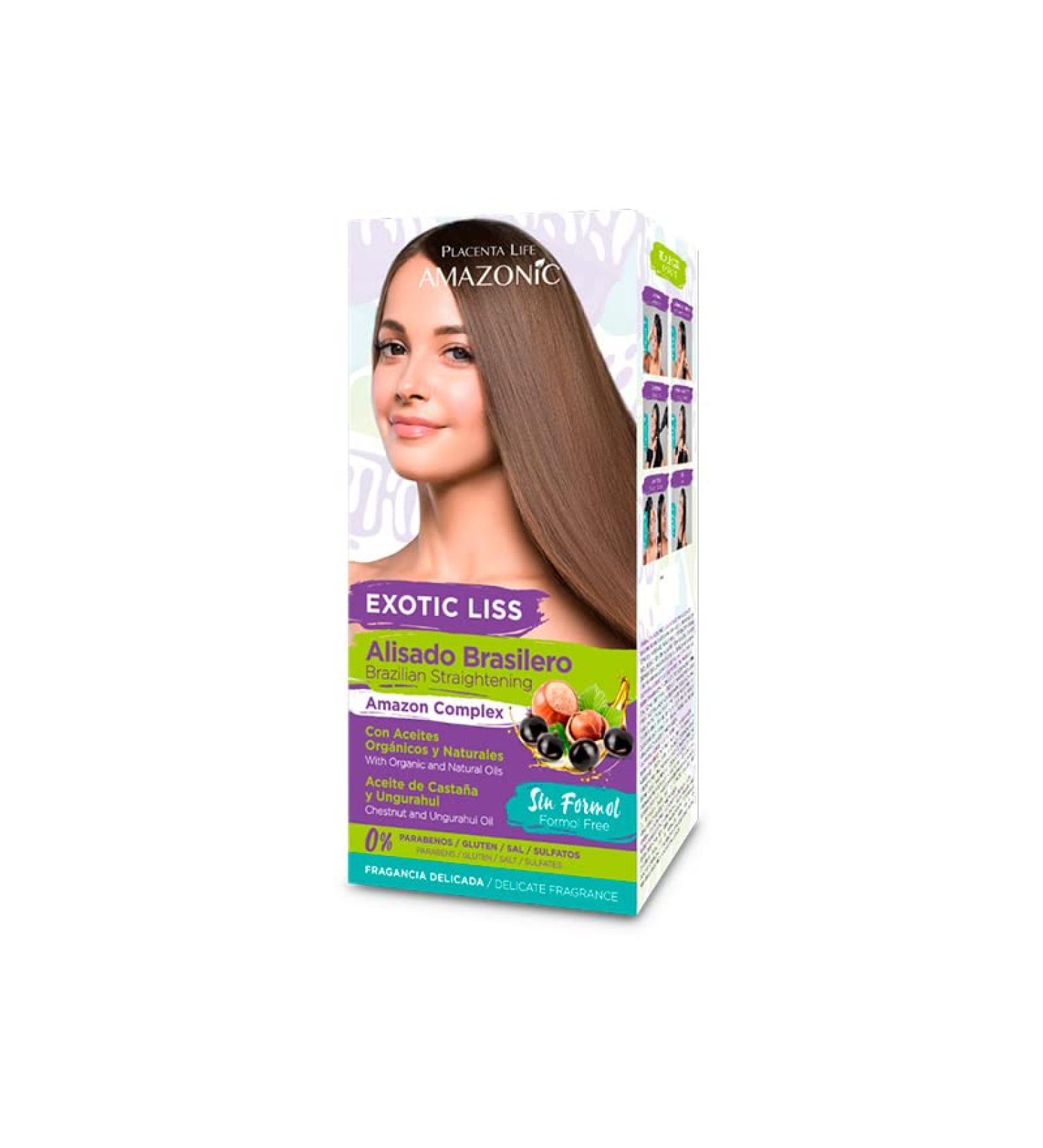 PLACENTA LIFE AMAZONIC EXOTIC LISS Brazilian Straightening Kit - Keratin & Hyaluronic Acid - Formol & Paraben Free - 12 Weeks - Buy Online on GoSupps.com
