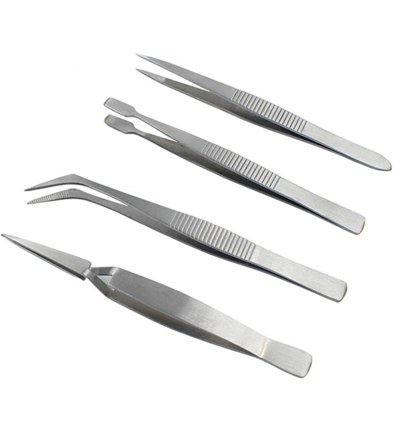 Multi-Function Tool Precision Tweezers 4 Pieces of Precision Tweezers Stainless Steel Thick Electronic Pliers Eyebrow Tweezers Non-Slip Makeup Repair Other Onecolor - Buy Online on GoSupps.com