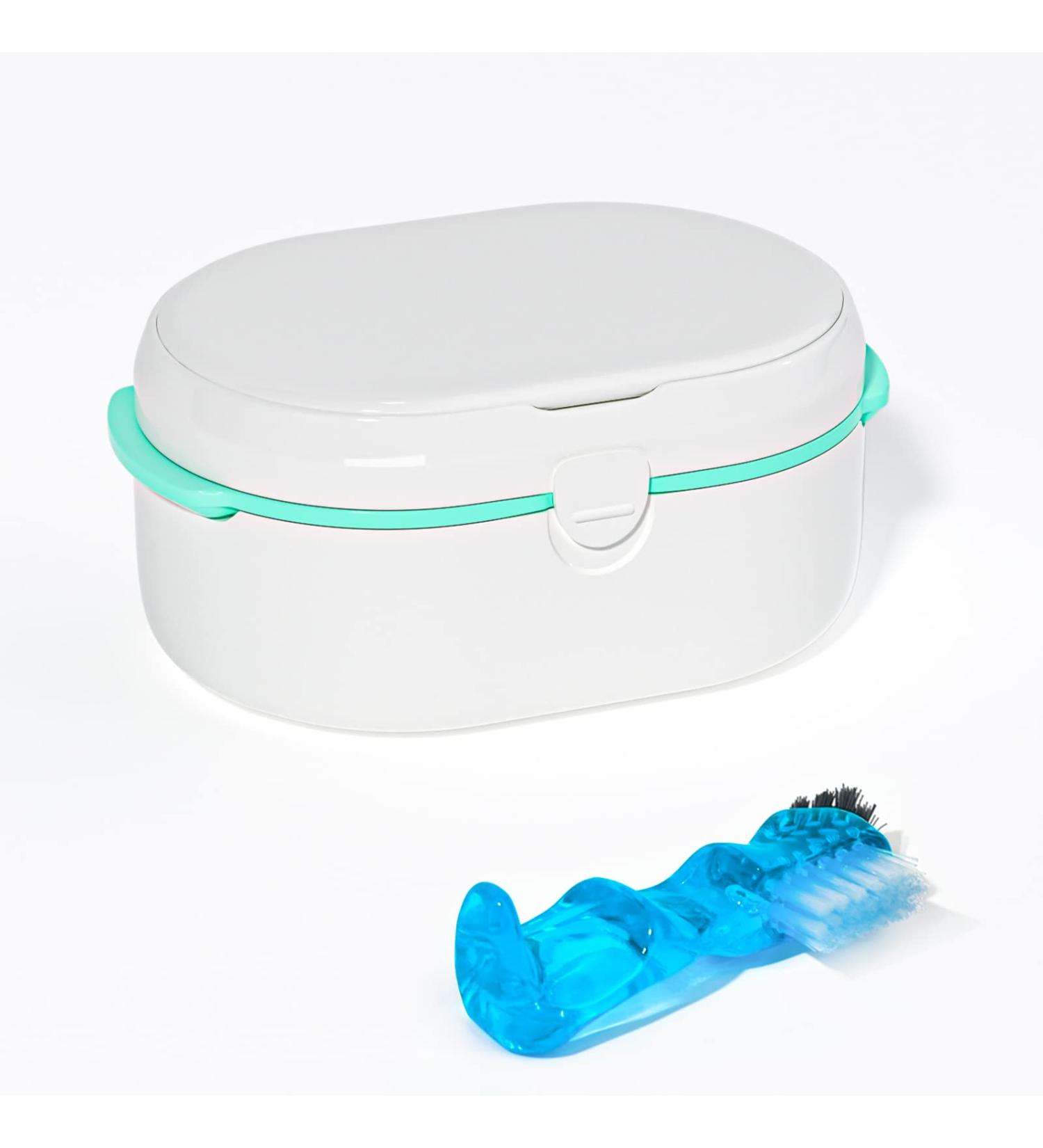 Denture Bath Box and Denture Brush Denture&Retainer Set Denture Case with Mirror (White) - Buy Online on GoSupps.com