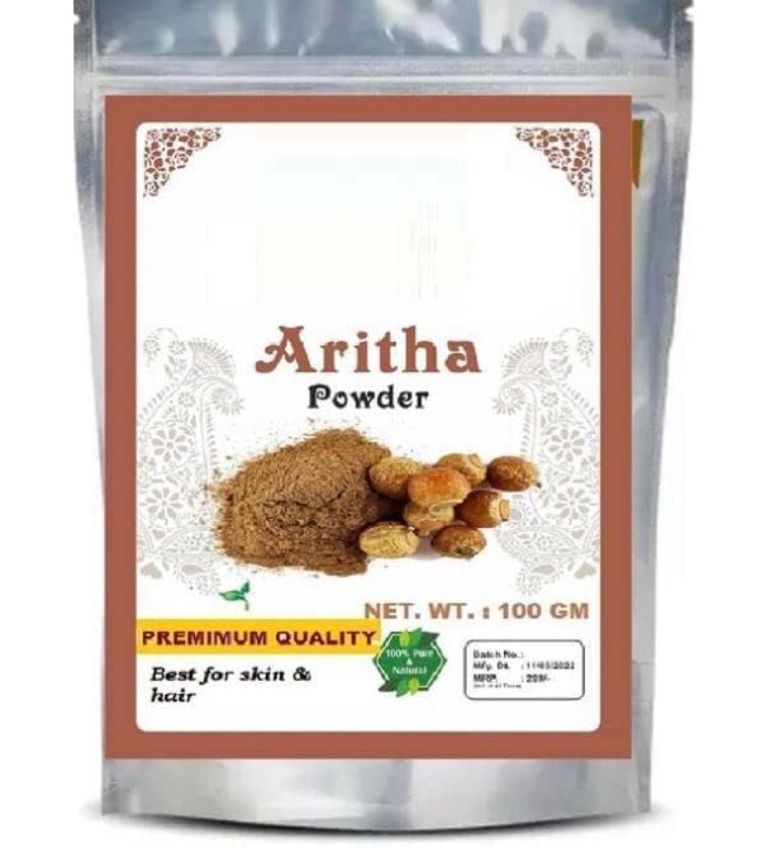 Natural Aritha Powder for Hair (Reetha/Soapnut Powder) Natural Organic Herbs Hair Strengthening Shine Conditioning Pack of 2 (200 gm)