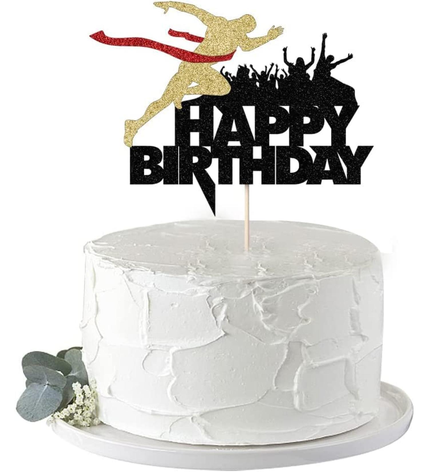 Happy Birthday Cake Toppers Sports Themed Runners Cake Toppers Track Cross Country or Marathon Party Birthday Party Cake Toppers - Buy Online on GoSupps.com