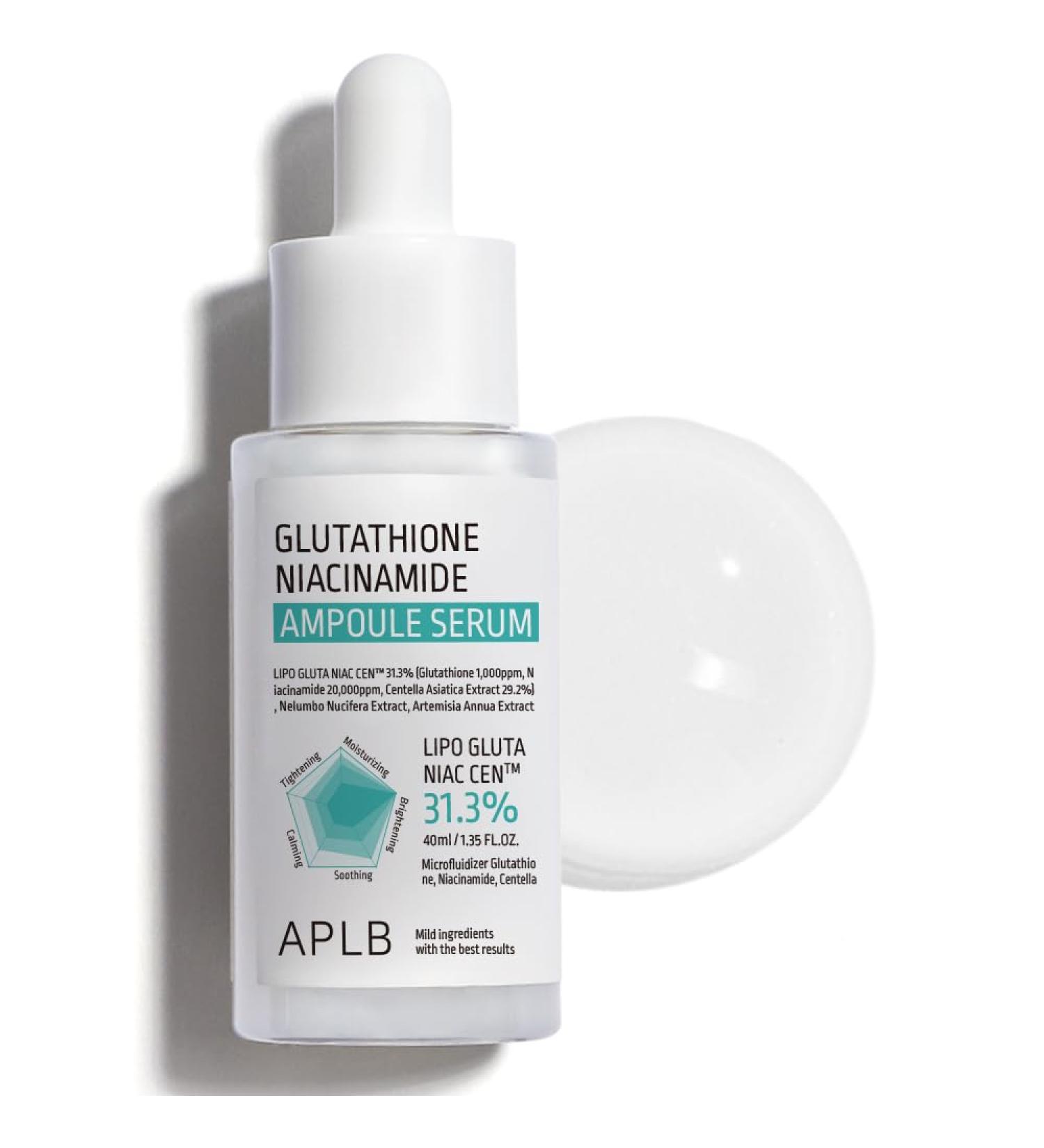 APLB Glutathione Niacinamide Ampoule Serum | LIPO GLUTA NIAC CEN 31.3% 1.35 FL.OZ/Korean Skincare Long lasting moisturizing Improve skin elasticity Revitalize for gentle and improve skin texture - Buy Online on GoSupps.com