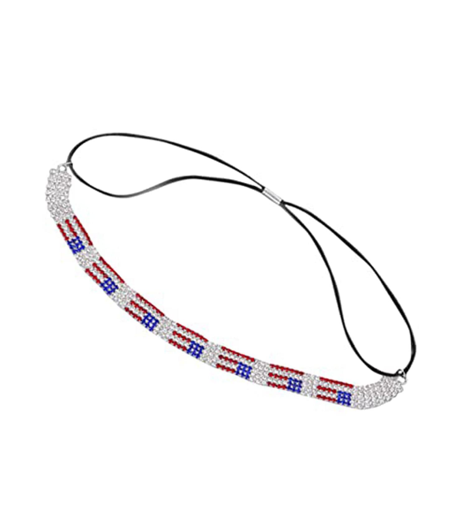 BinaryABC American Flag Rhinestone Headband - Patriotic Sparkly Hair Accessories - Buy Online on GoSupps.com