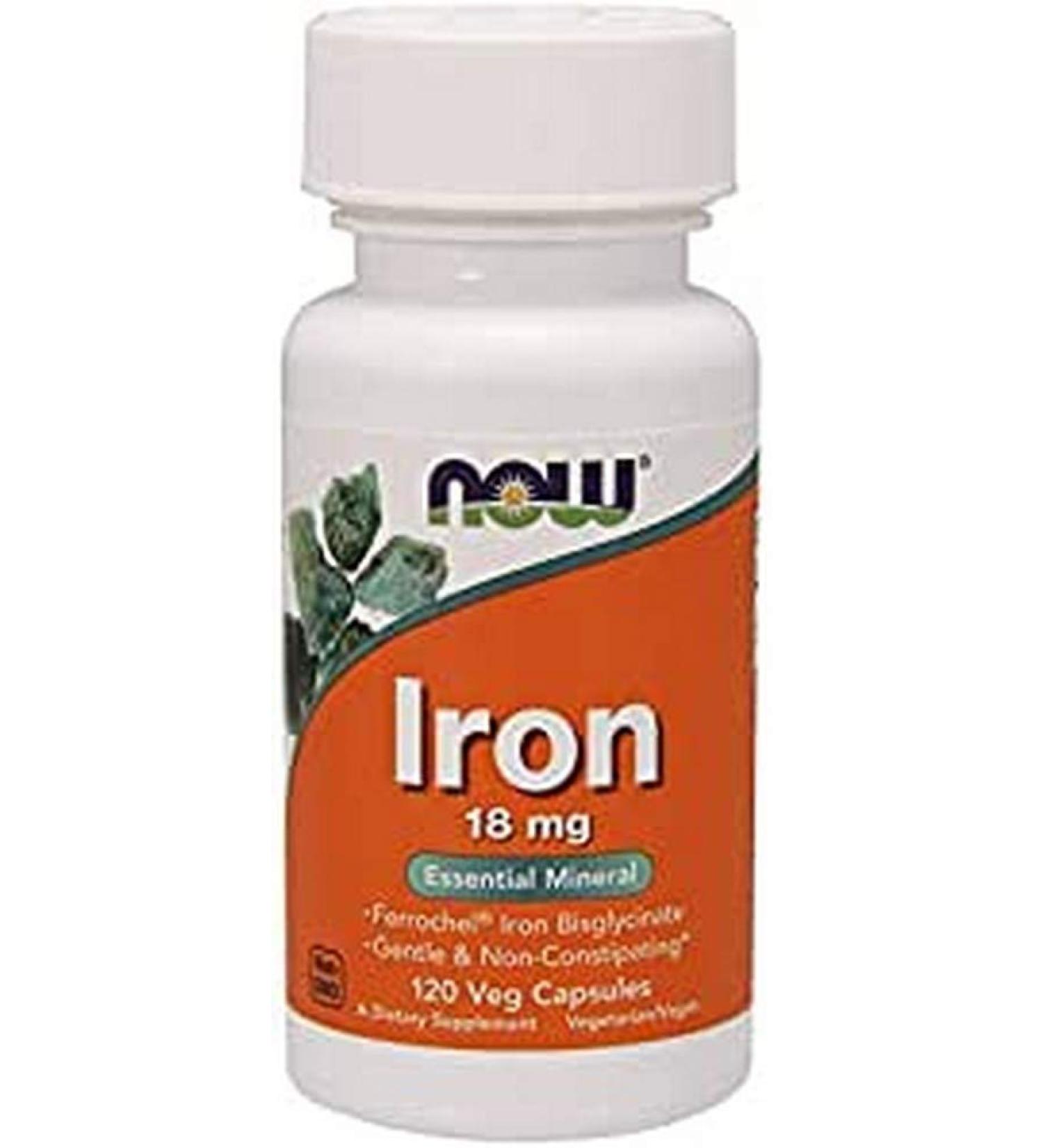 NowFoods Iron 18 mg Essential Mineral 120 Veg Capsules