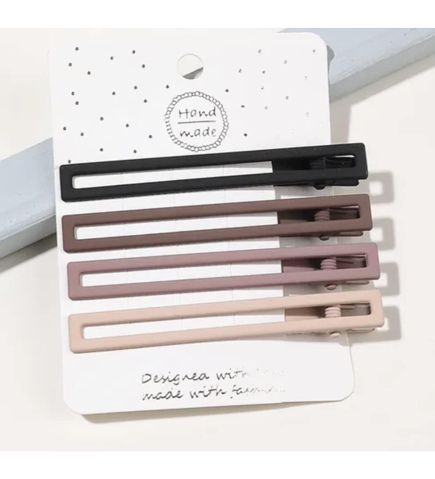 Matte Nude Hair Clips Set - 4pcs Hair Barrettes for Women and Girls (Hollow) - Buy Online on GoSupps.com