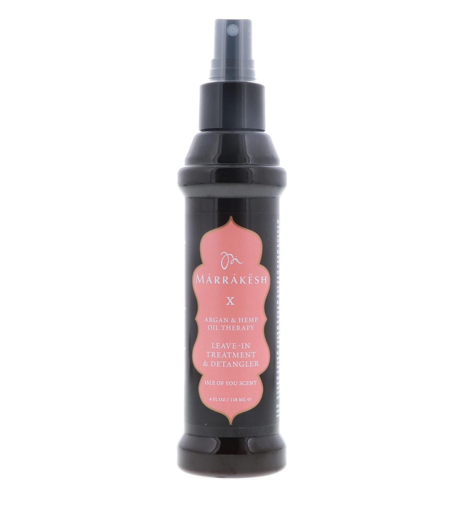 Marrakesh X LEAVE-IN TREATMENT & DETANGLER (Isle of You Scent) with Argan & Hemp Oil Therapy Spray Conditioner by Earthly Body (with Sleek Steel Pin Tail Comb) (Isle of You - 4 oz / 118 ml)