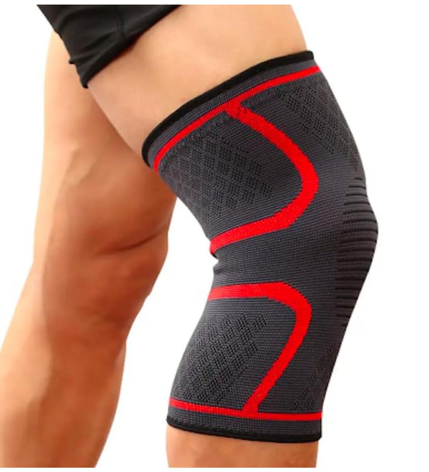 Knee Brace- Sports protection for running fitness cycling - elastic compresion knee sleeve for knee pain from ACL meniscus tear arthritis etc. Red
