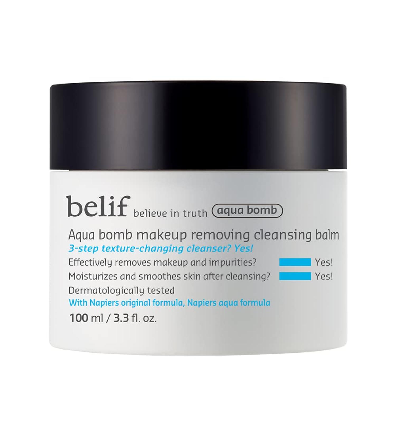 Belif Aqua Bomb Cleansing Balm - Hydrating Makeup Remover with Lotus Flower & Marshmallow Root - 3.3 floz - Buy Online on GoSupps.com